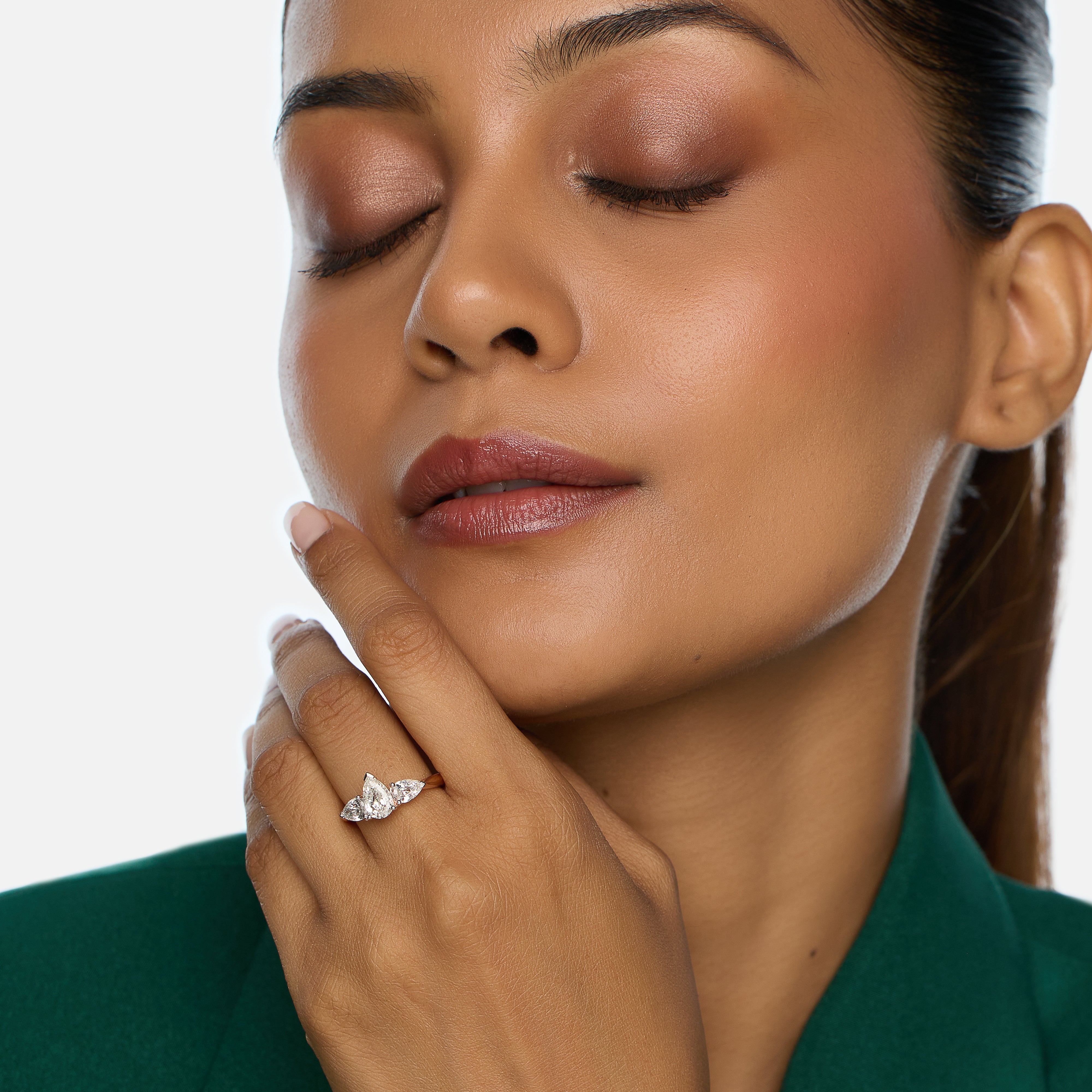 Gold Ring Set with Pear Step-Cut Lab-Grown Diamonds | SKU : 0003767252