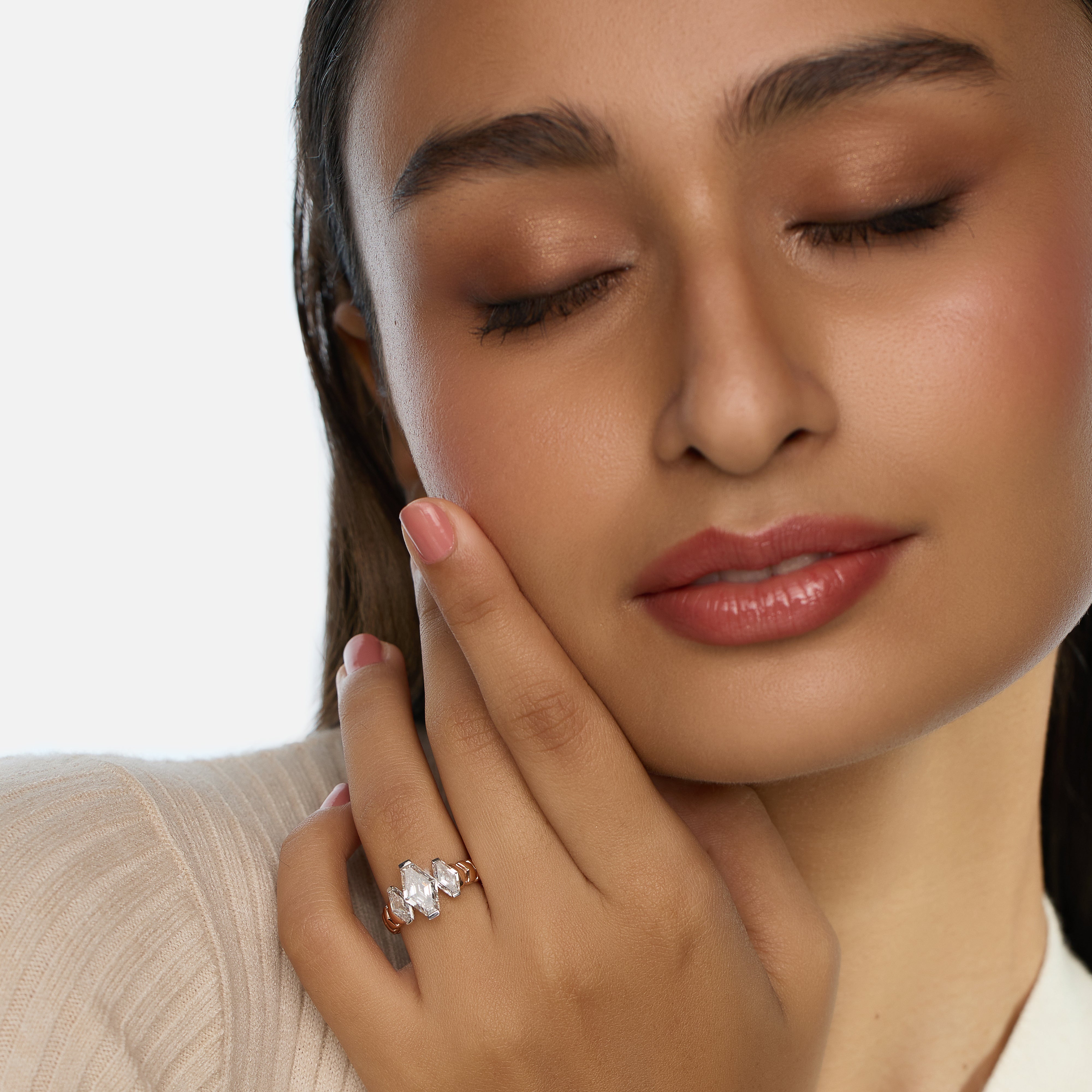 Gold Ring Set with Lozenge Blunt Lab-Grown Diamonds | SKU : 0003767269