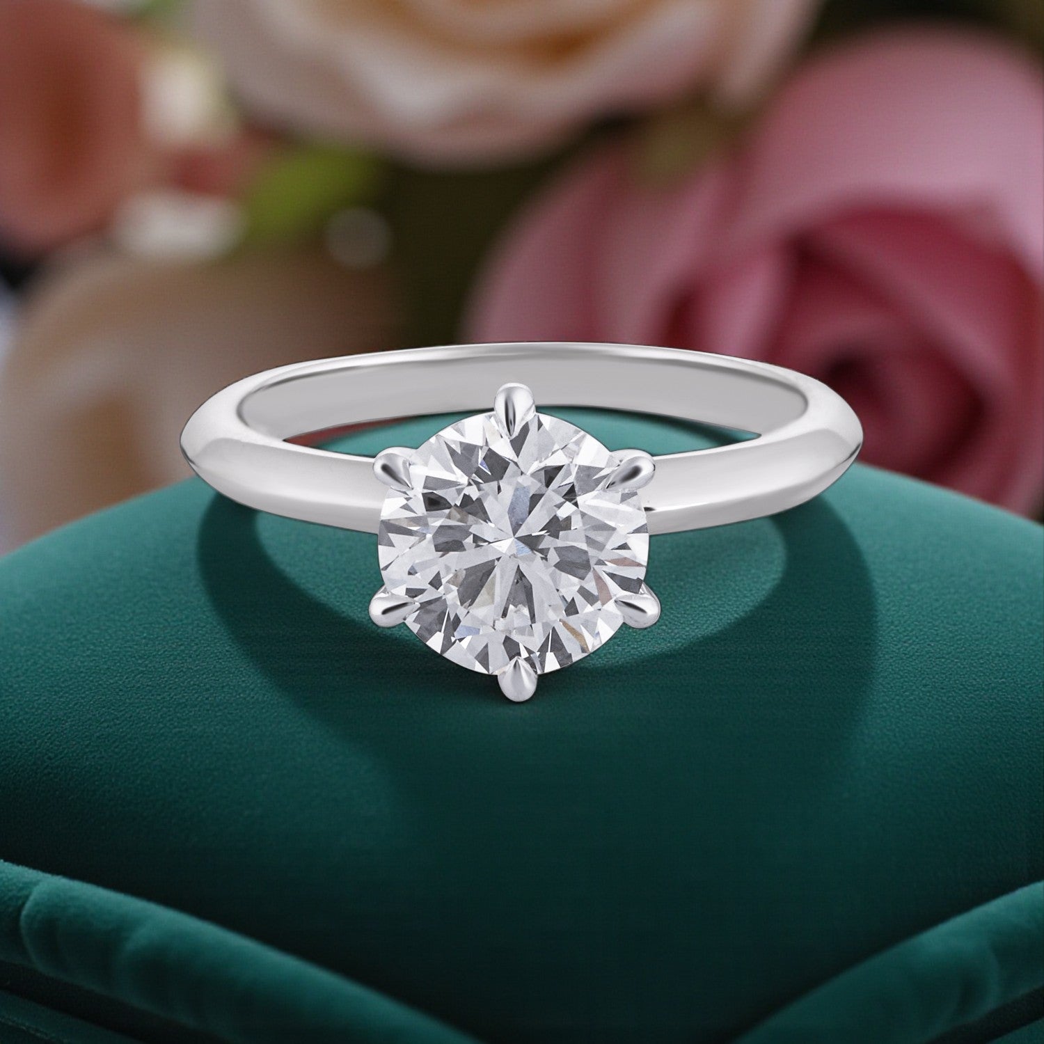 Elegant Six-Prong Lab-Grown Diamond Solitaire Ring in White Gold | SKU : 0004953128