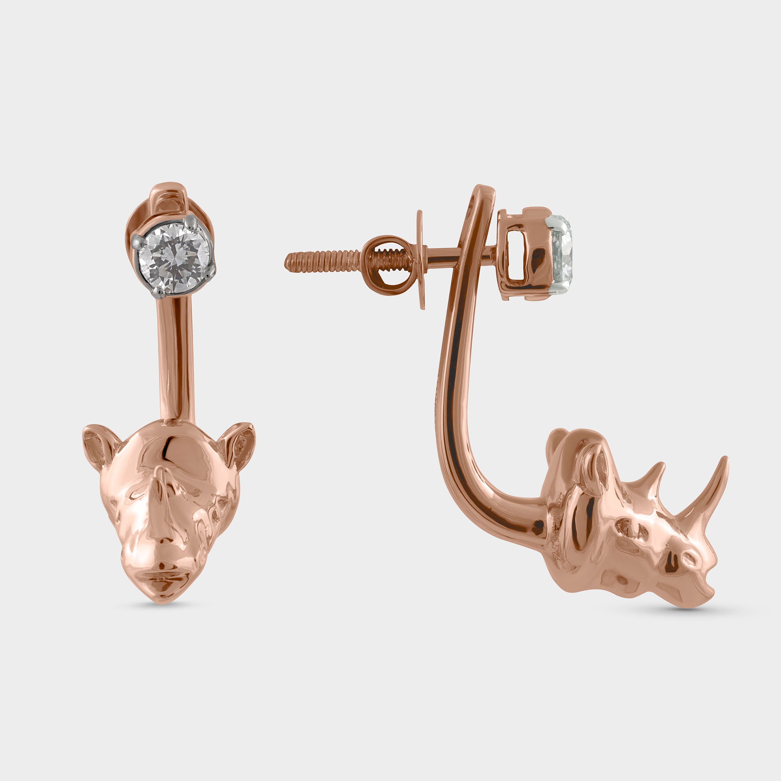 Round Brilliant 0.50 Carat Pair Rhino Solitaire Lab Grown Diamond Drops | SKU : 0019633220
