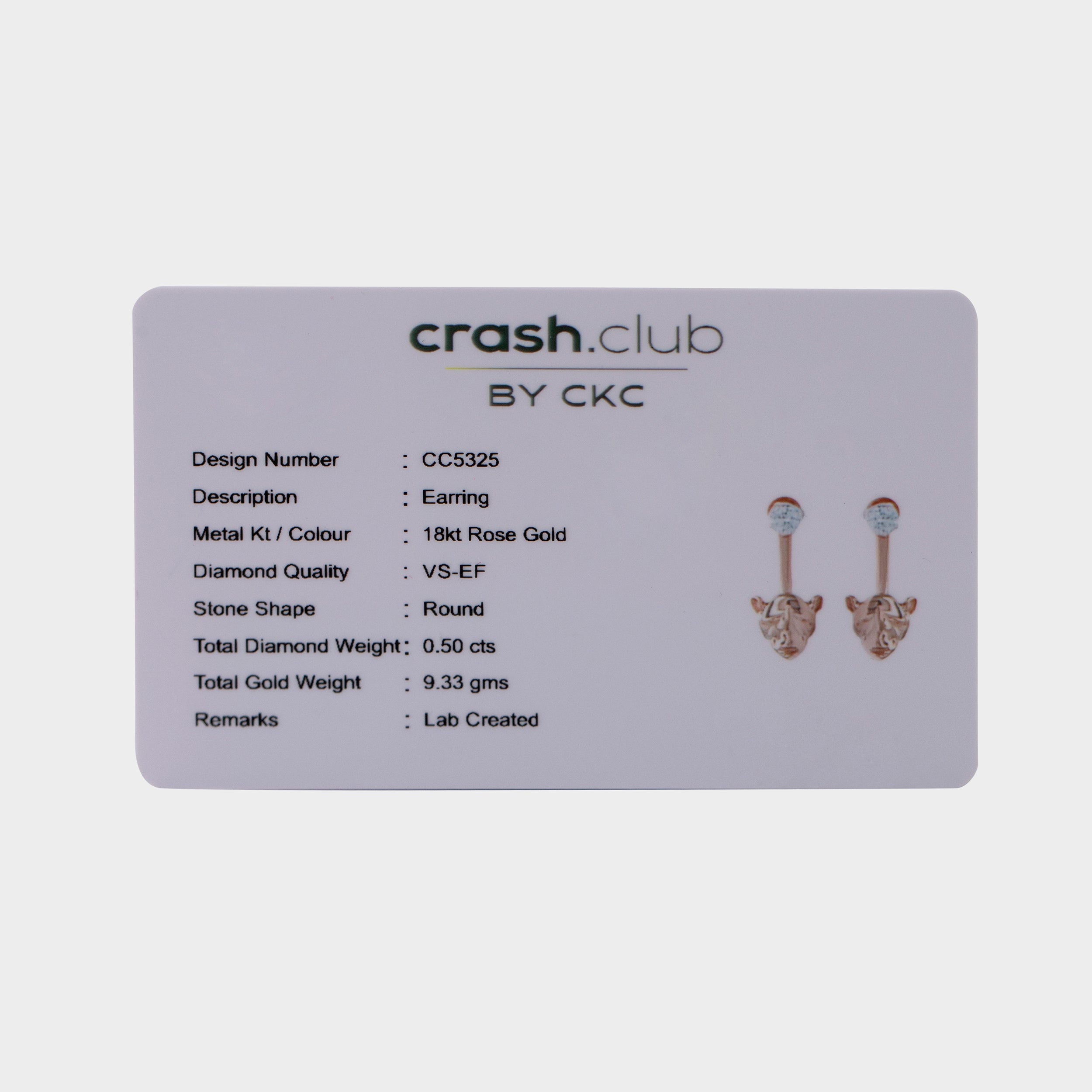 Round Brilliant 0.50 Carat Pair Rhino Solitaire Lab Grown Diamond Drops | SKU : 0019633220
