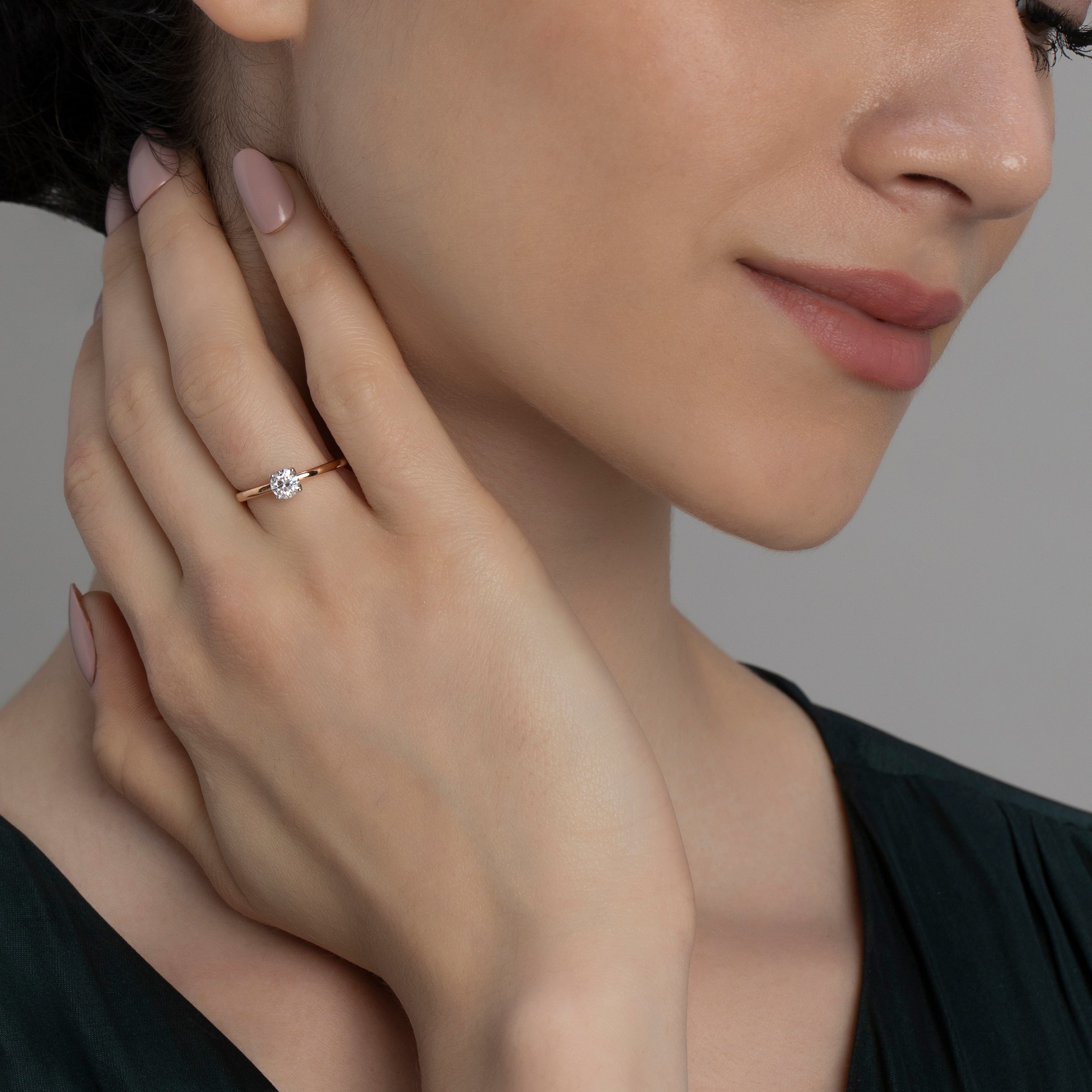 Round Brilliant 0.510 Carat Solitaire Lab Grown Rose Gold Diamond Ring | SKU : 0019653822 - crash.club by CKC