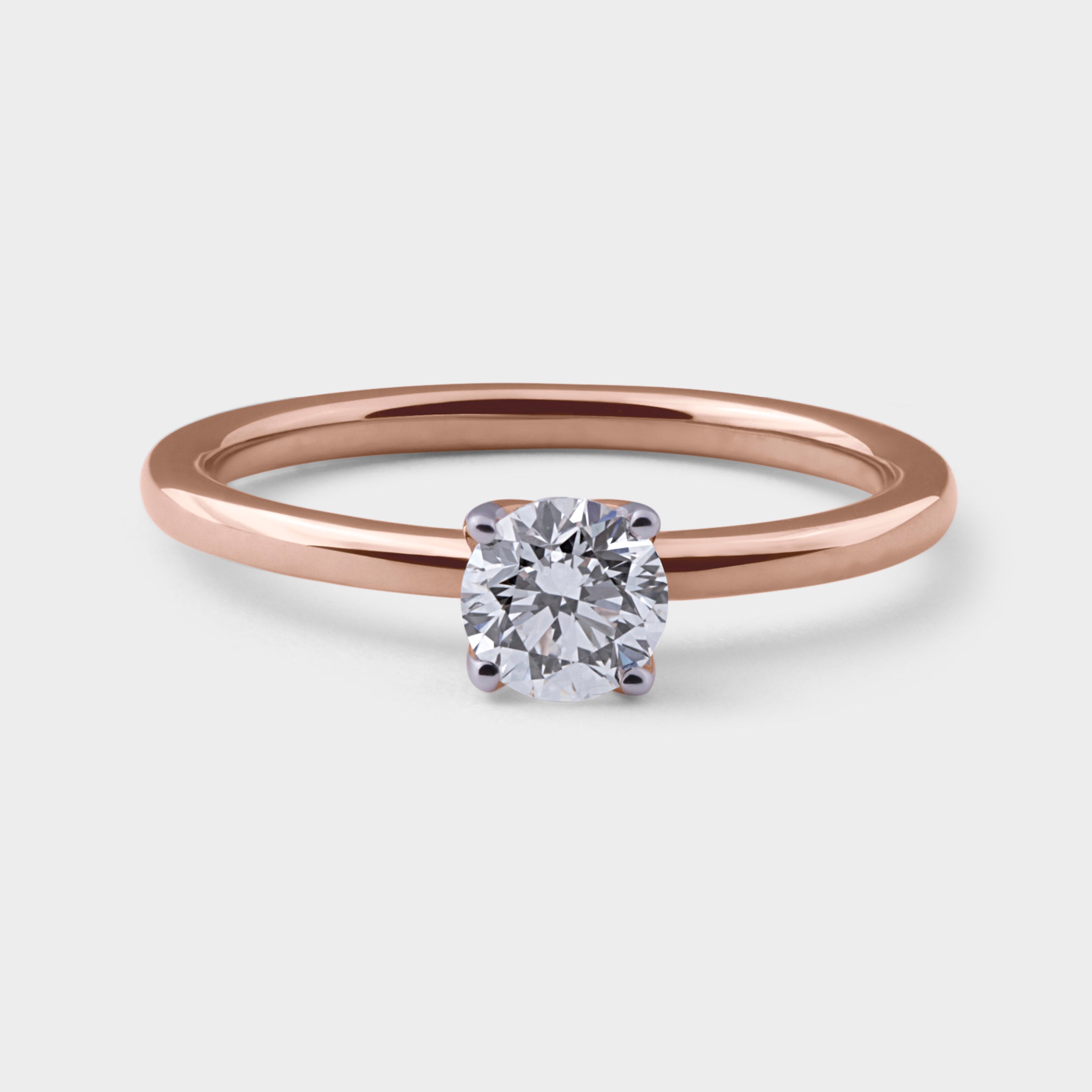 Round Brilliant 0.510 Carat Solitaire Lab Grown Rose Gold Diamond Ring | SKU : 0019653822