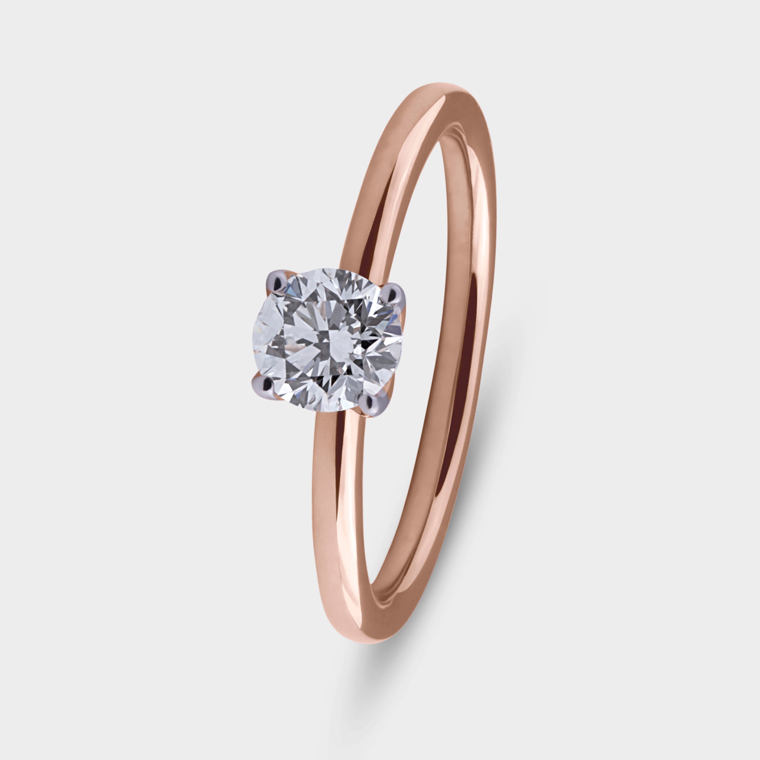 Round Brilliant 0.510 Carat Solitaire Lab Grown Rose Gold Diamond Ring | SKU : 0019653822