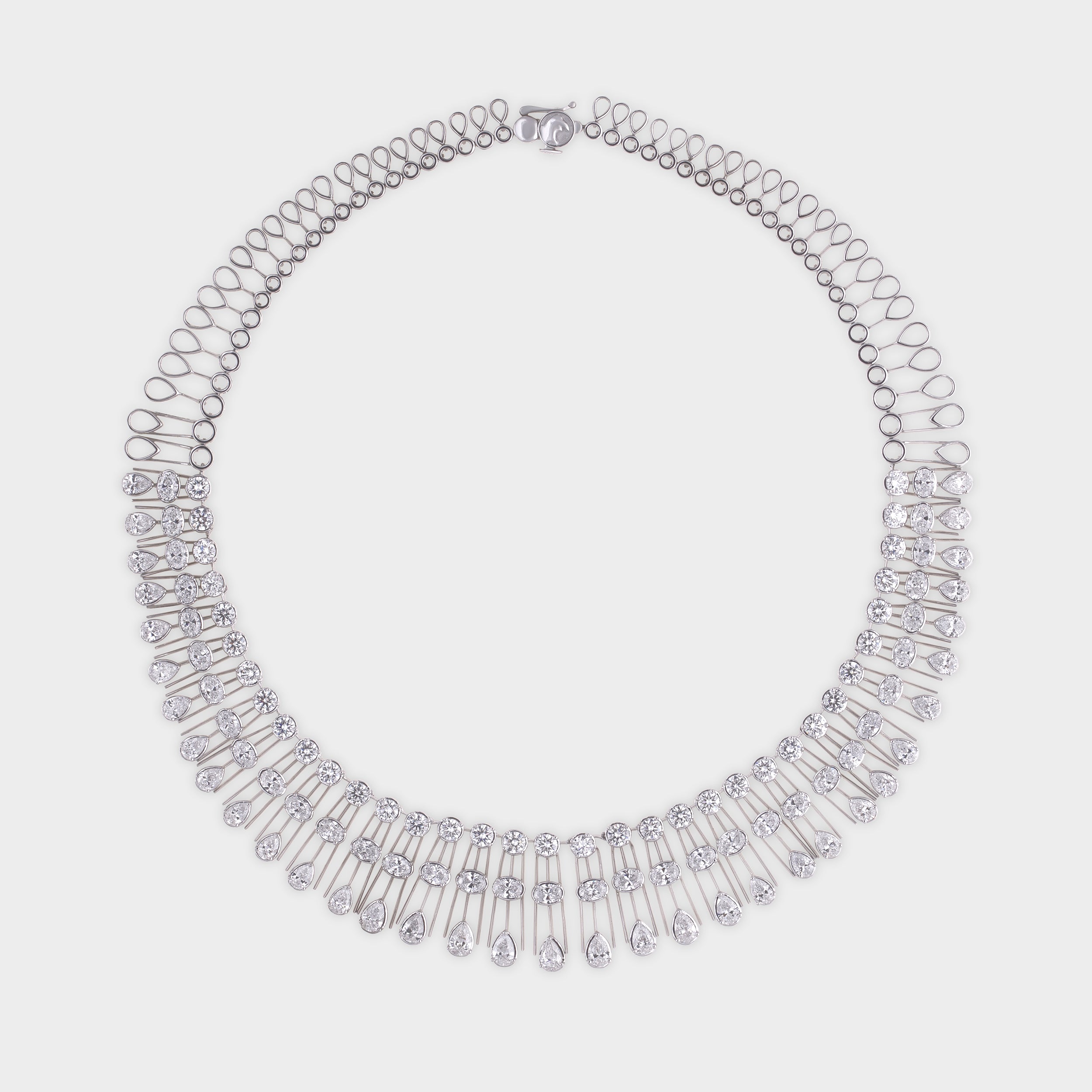 Oval-Pear-Round Brilliant Cut 26.81 Carat White Gold Grand Solitaire Lab Grown Diamond Necklace | SKU : 0019801575 - crash.club by CKC