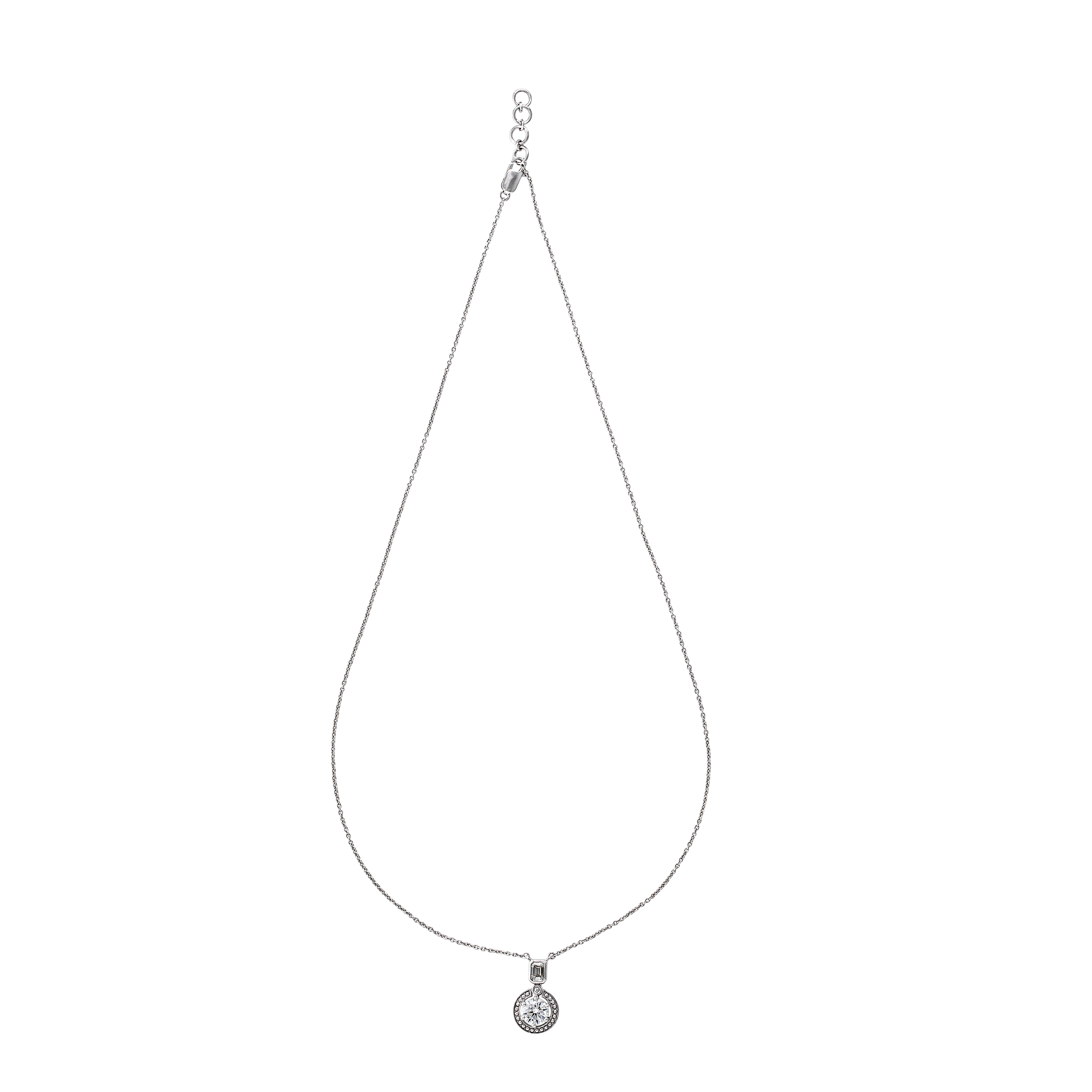 Round Brilliant- Emerald Cut 0.75 Carat & 0.23 Carat Lab Grown Diamond Chain Pendant | SKU : 0003181515