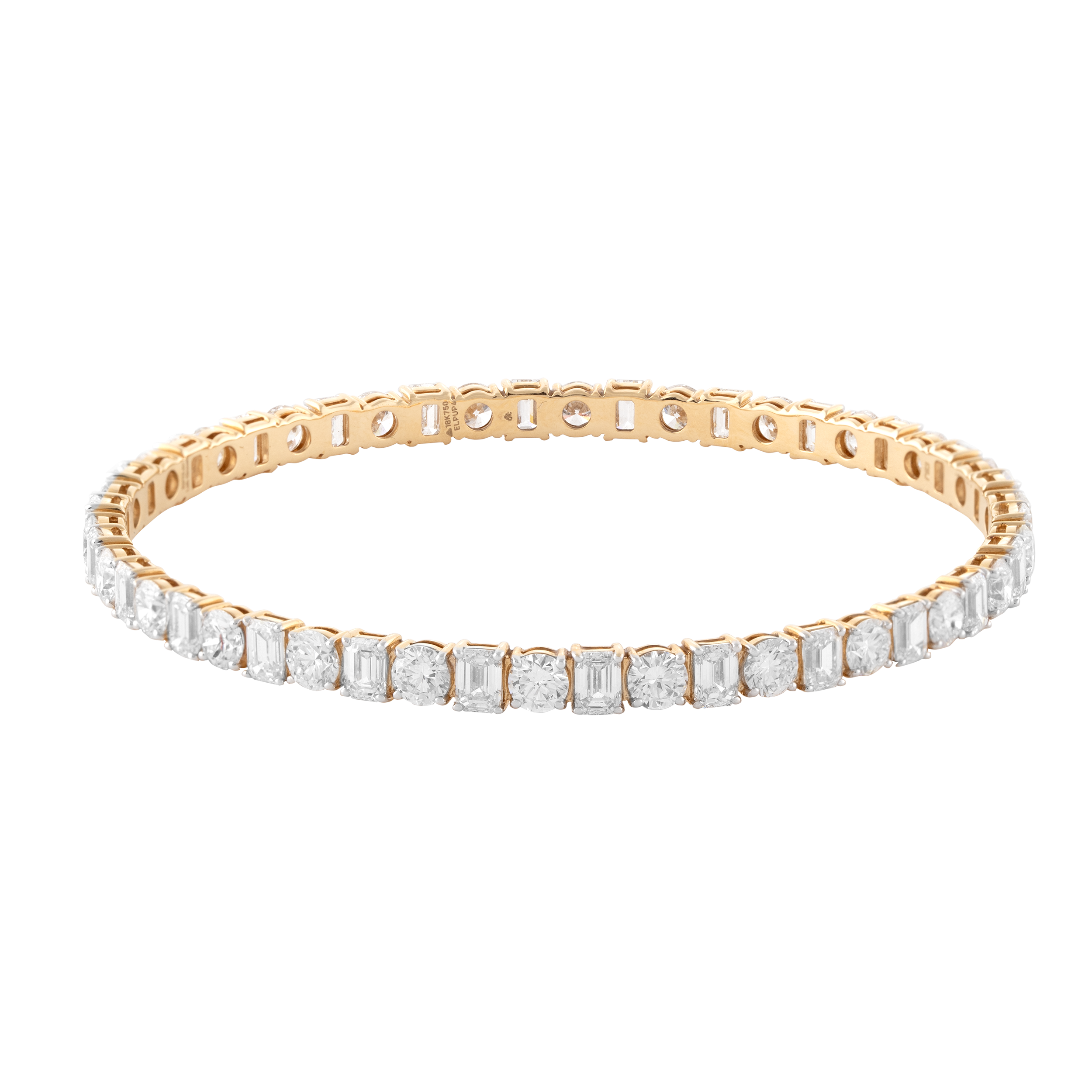 Emerald & Round Brilliant 6.48 Carat & 6.54 Carat Enchanted Gold-Finish Lab Grown Diamond Bangle | SKU: 0019052038