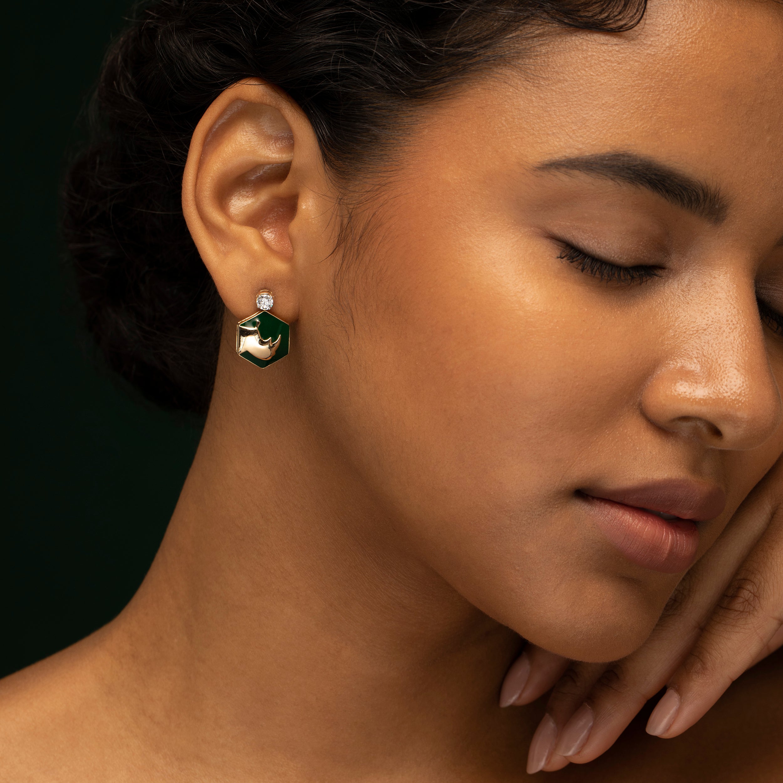 Round Brilliant 0.52 Carat Solitaire Lab-Grown Diamond Eardrops with Rhino Face Design | SKU : 0019510682