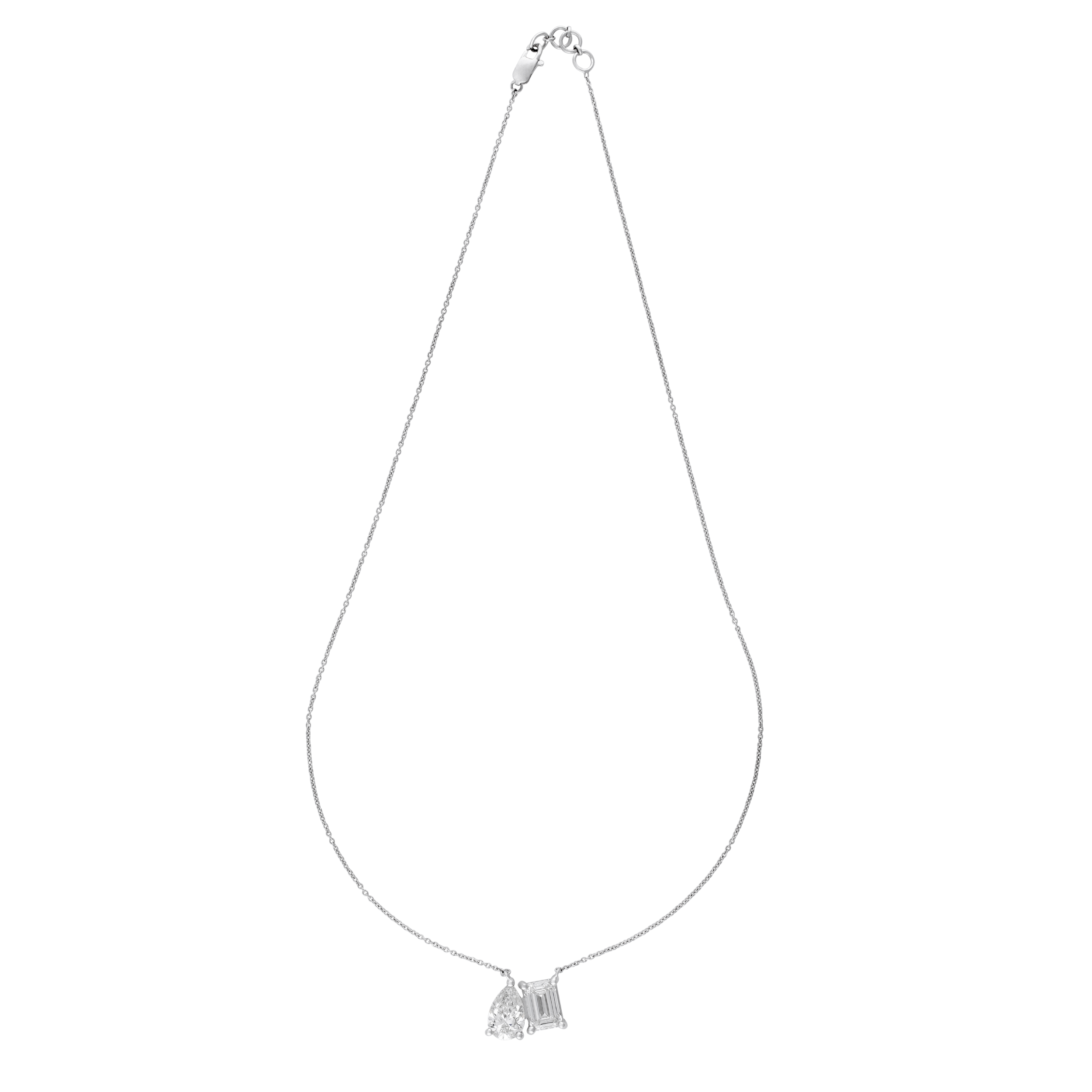 Emerald & Pear Cut 2.6 Carat & 2.03 Carat Lab Grown Diamond Pendant| SKU: 0019340715 - crash.club by CKC