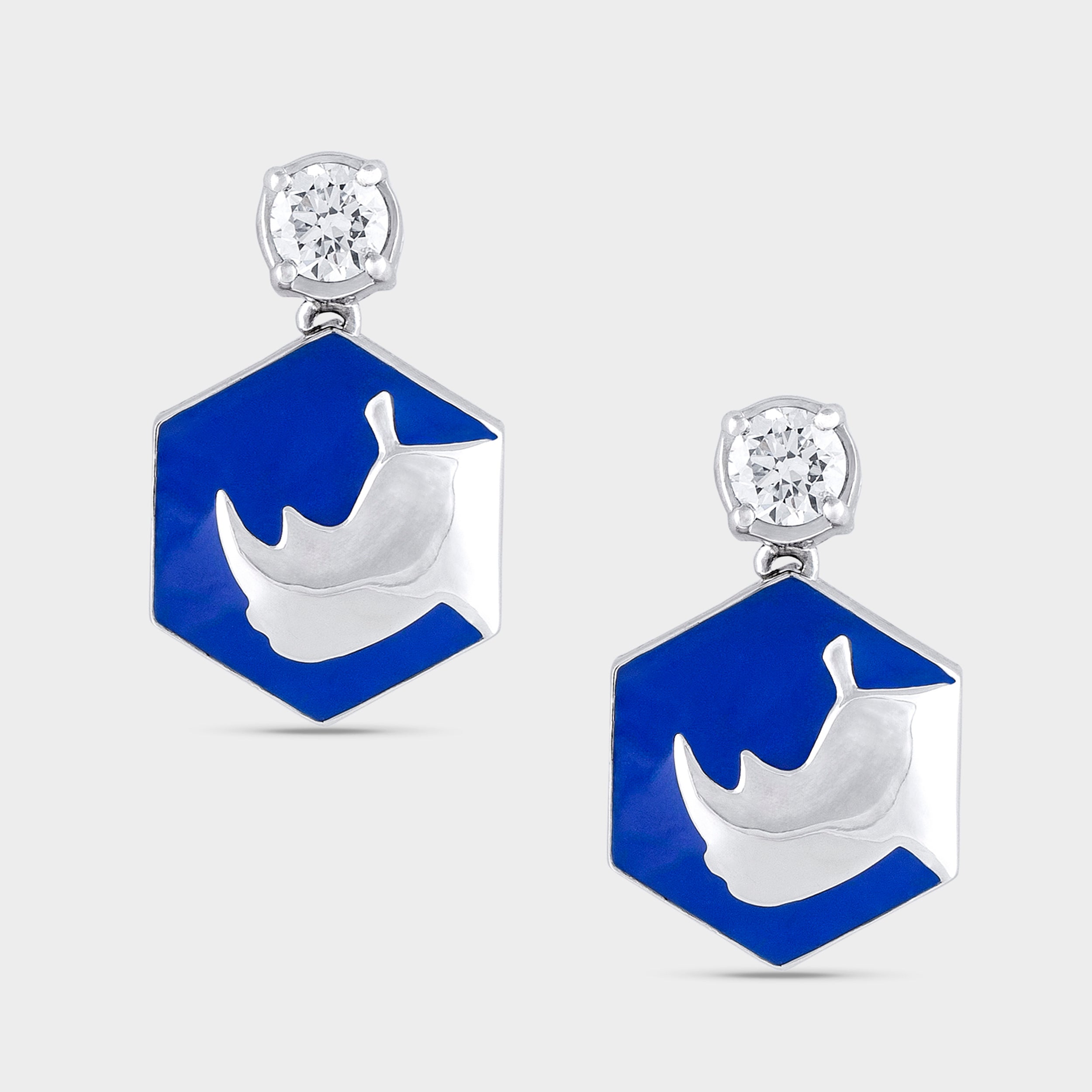 Round Brilliant 0.55 Carat Pair Rhinoceros Diamond Drop Earrings | SKU: 0019510699 - crash.club by CKC