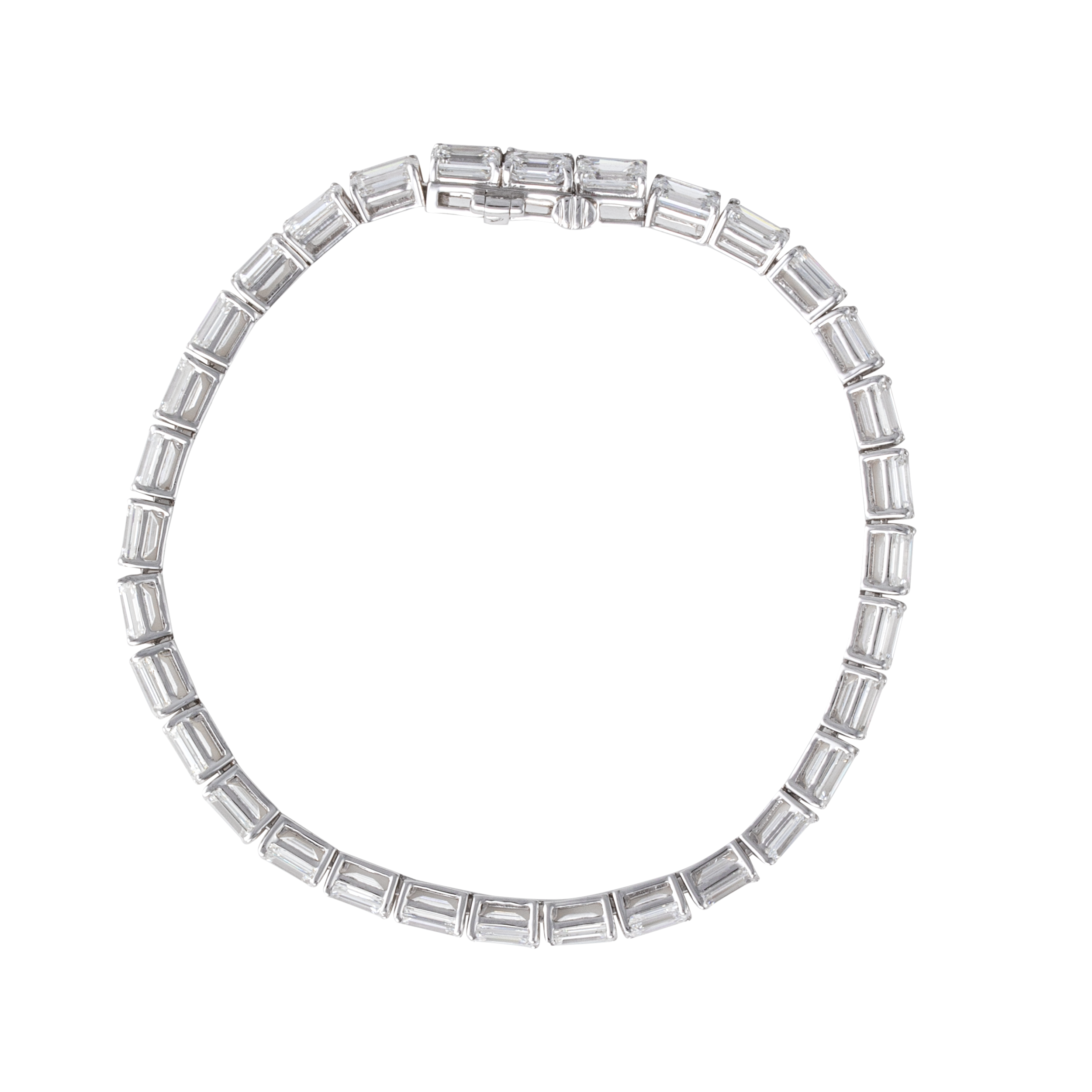 Emerald Cut 16.58 Carat Lab-Grown Diamond Bracelet in White Gold | SKU : 0003181485