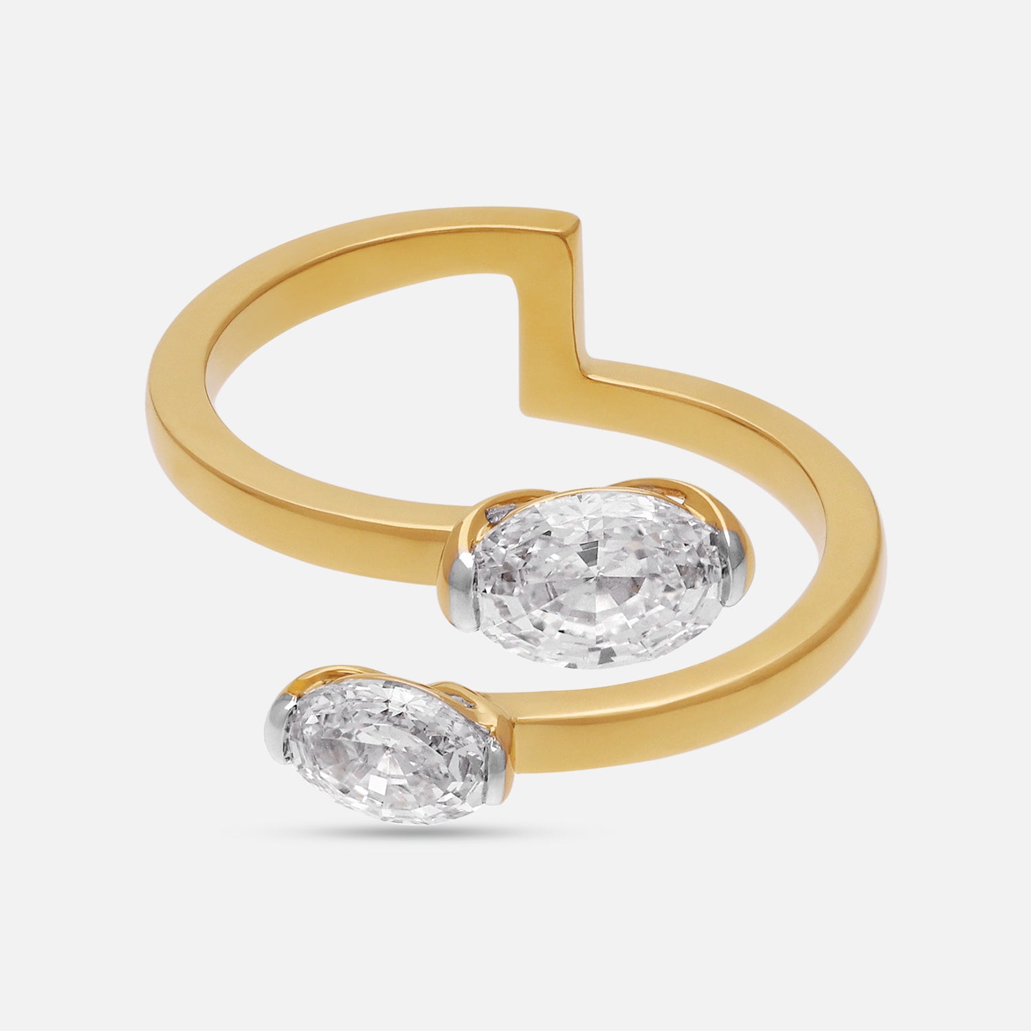 Contemporary Open Gold Ring with Dual Oval Step-Cut Lab-Grown Diamonds | SKU : 0021911675