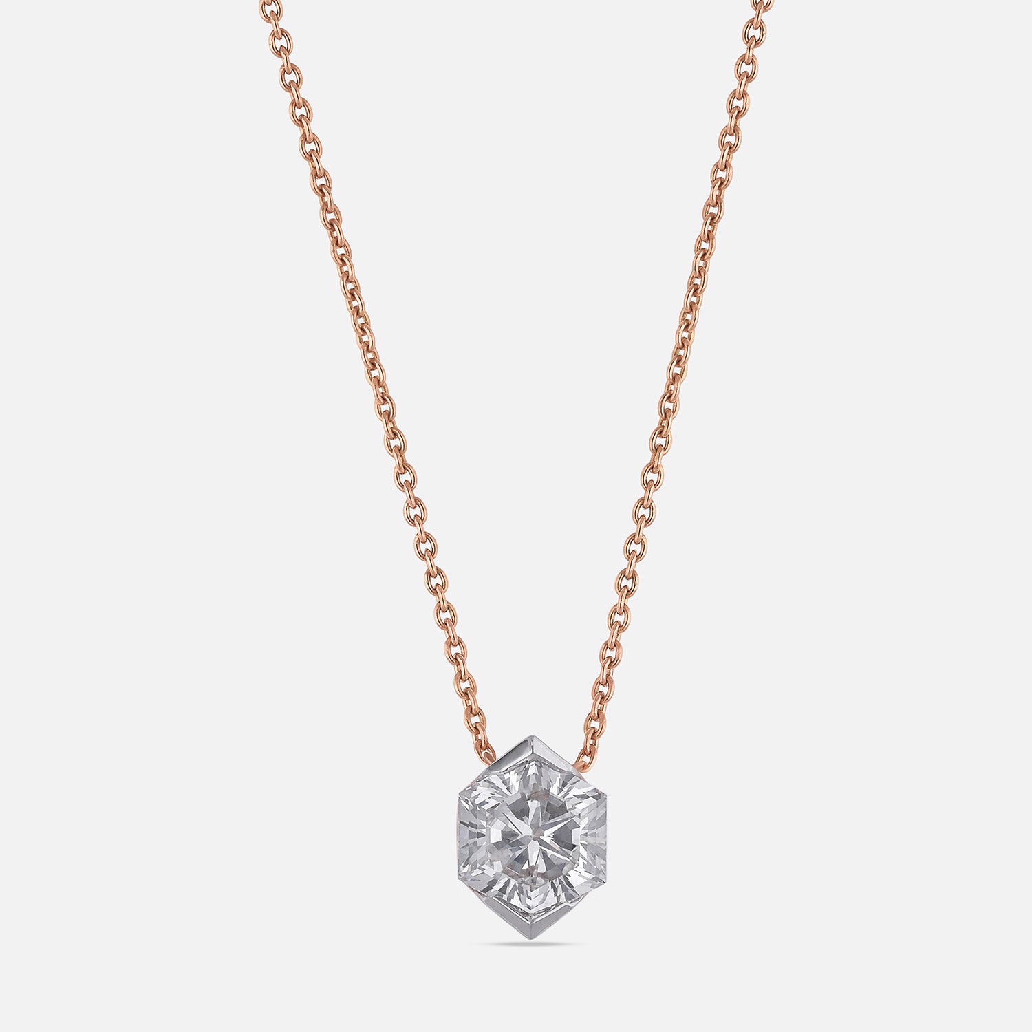 Hexagon Brilliant-Cut 1.740 Carat Lab-Grown Diamond Pendant in 18k Gold Chain | SKU : 0003759530