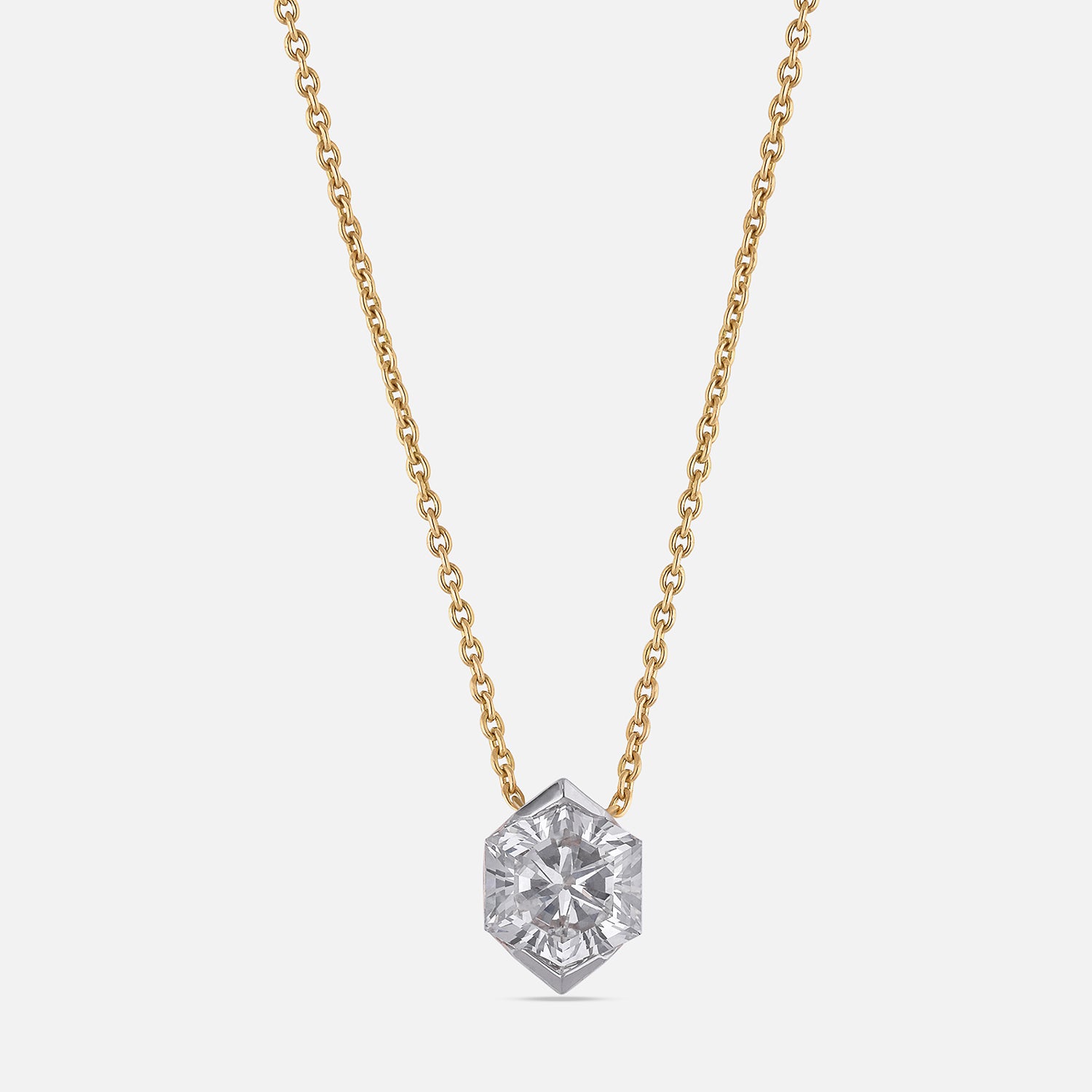 Gold Chain with Hexagon Brilliant-Cut Lab-Grown Diamond Pendant | SKU : 0021912849