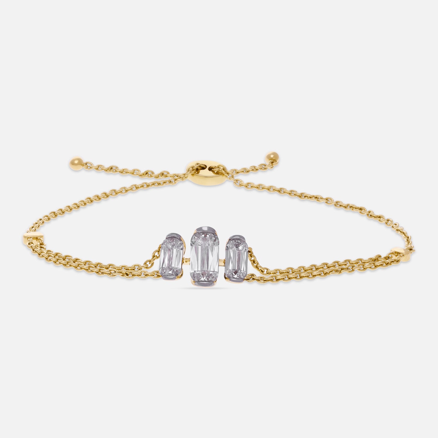 Adjustable Gold Chain Bracelet with Elongated Cushion-Cut Lab-Grown Diamonds | SKU : 0021912832