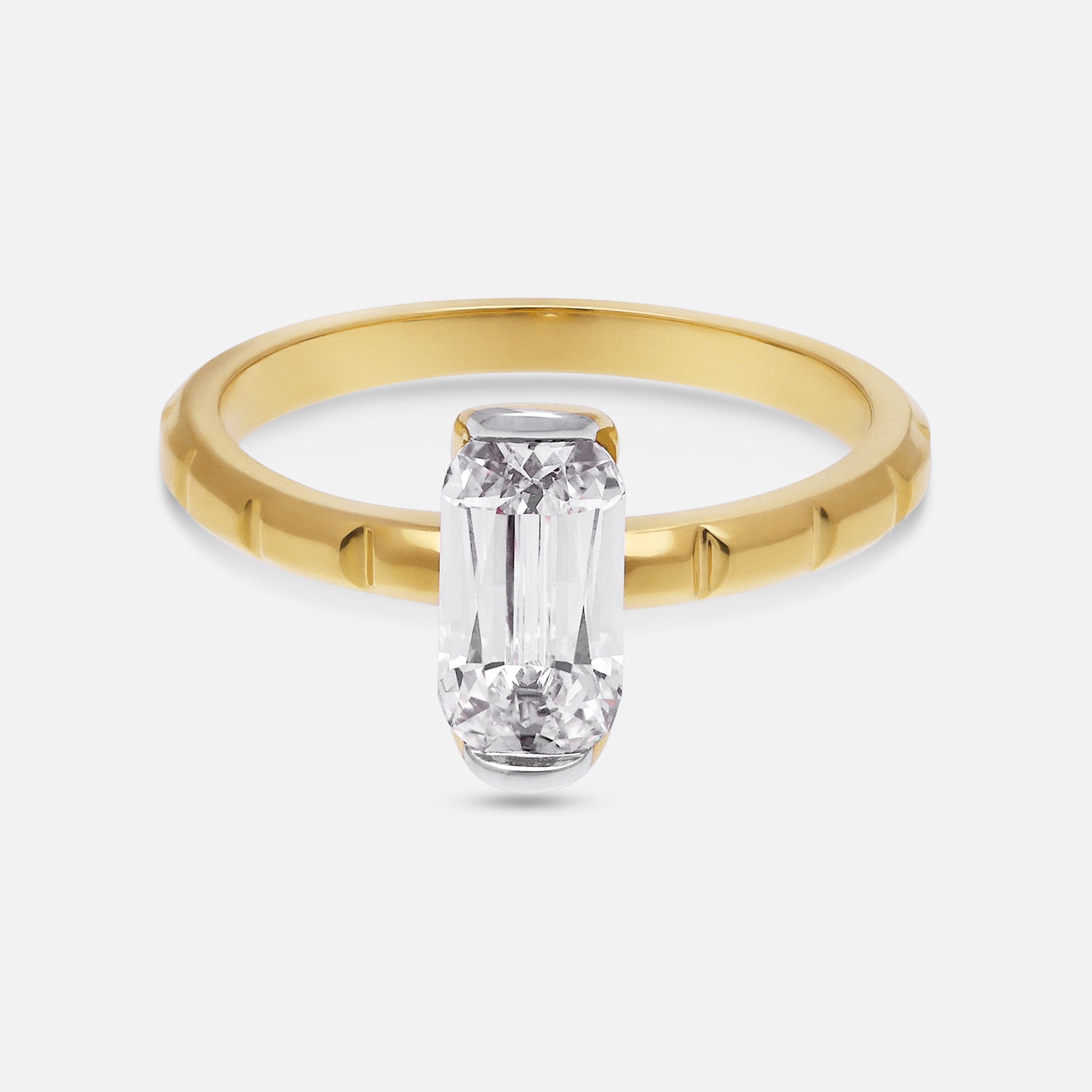 Gold Ring with Elongated Cushion-Cut Lab-Grown Diamond | SKU : 0021912825
