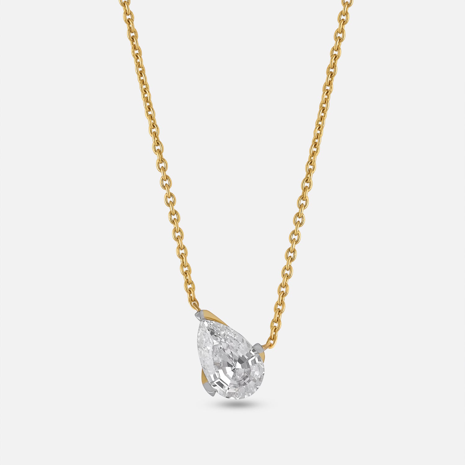 Pear Step-Cut 1.100 Carat Lab-Grown Diamond Pendant in Yellow Gold | SKU : 0003759578