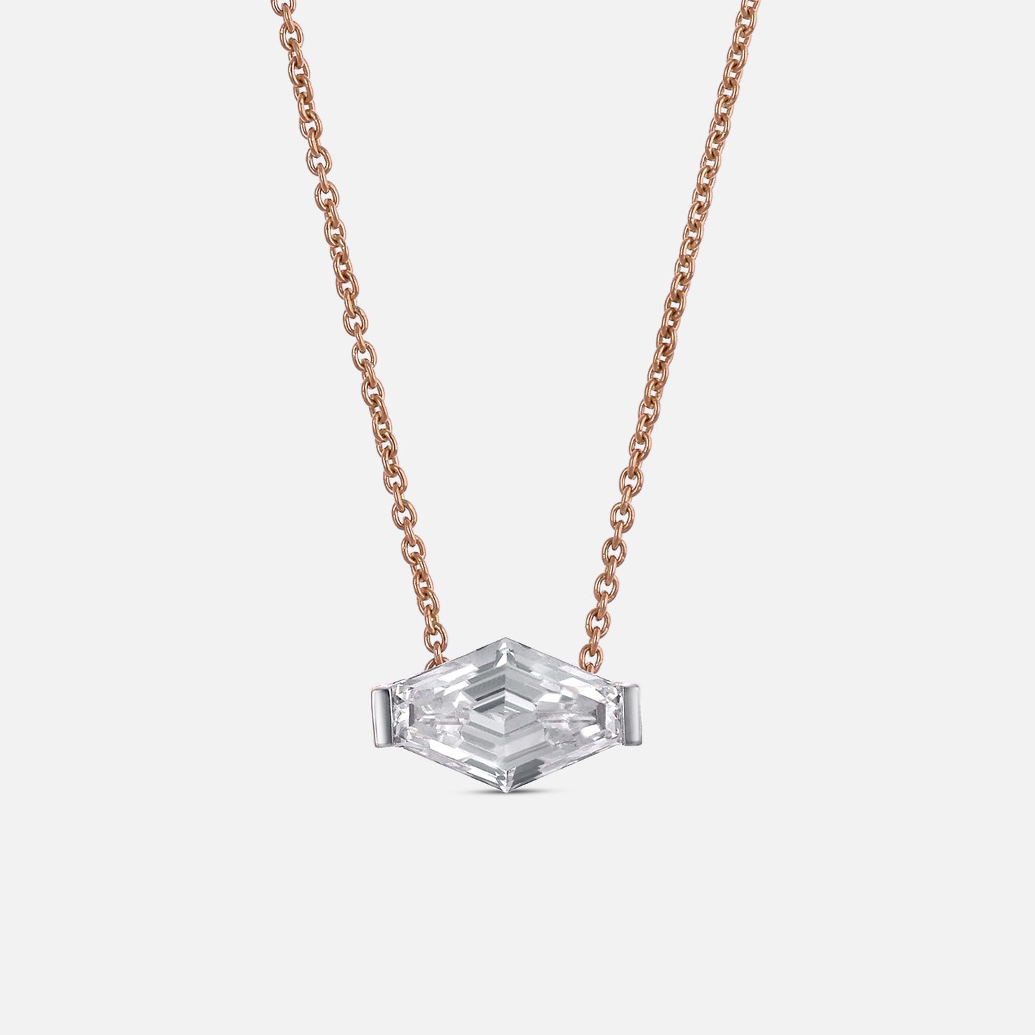 Lozenge Blunt-Cut Lab-Grown Diamond Pendant in 18Kt Gold Chain | SKU : 0003766972