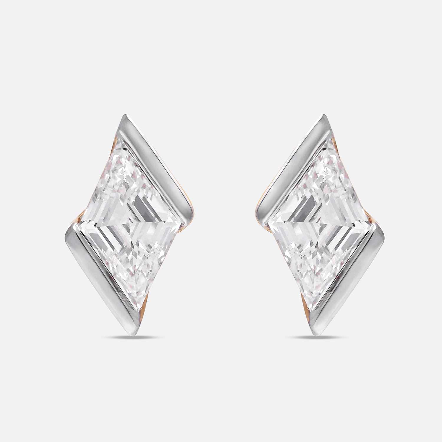 Rose Gold Stud Earrings with Lozenge Pointed-Cut Lab-Grown Diamonds | SKU : 0021916816