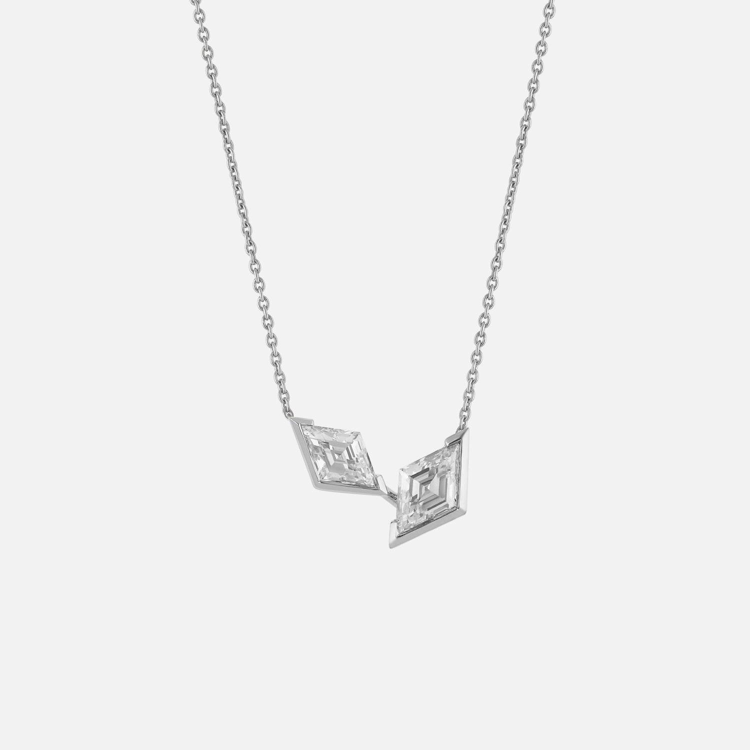 White Gold Chain with Lozenge Pointed-Cut Lab-Grown Diamond Pendant | SKU : 0021929939