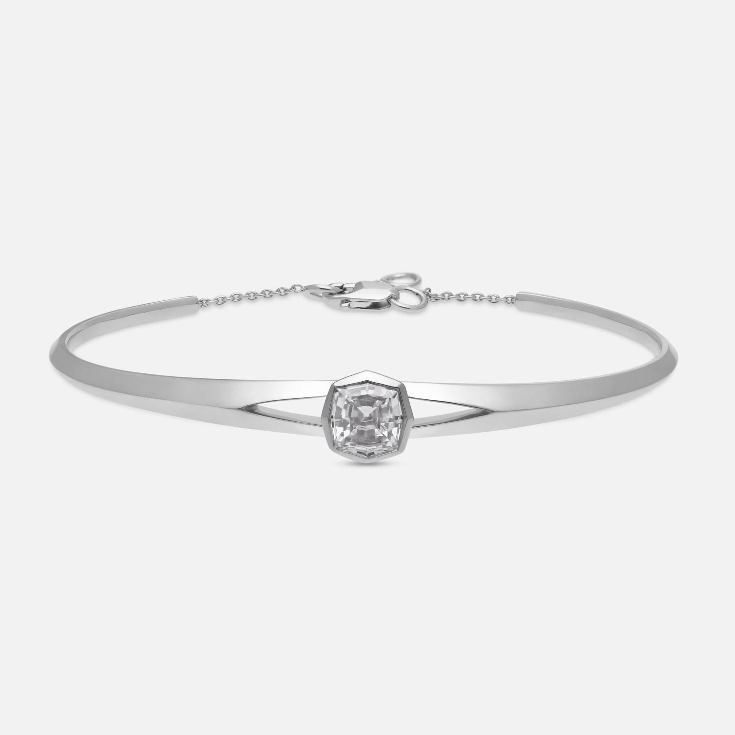 Octagon Step-Cut Lab-Grown Diamond White Gold Bangle | SKU : 0021911644