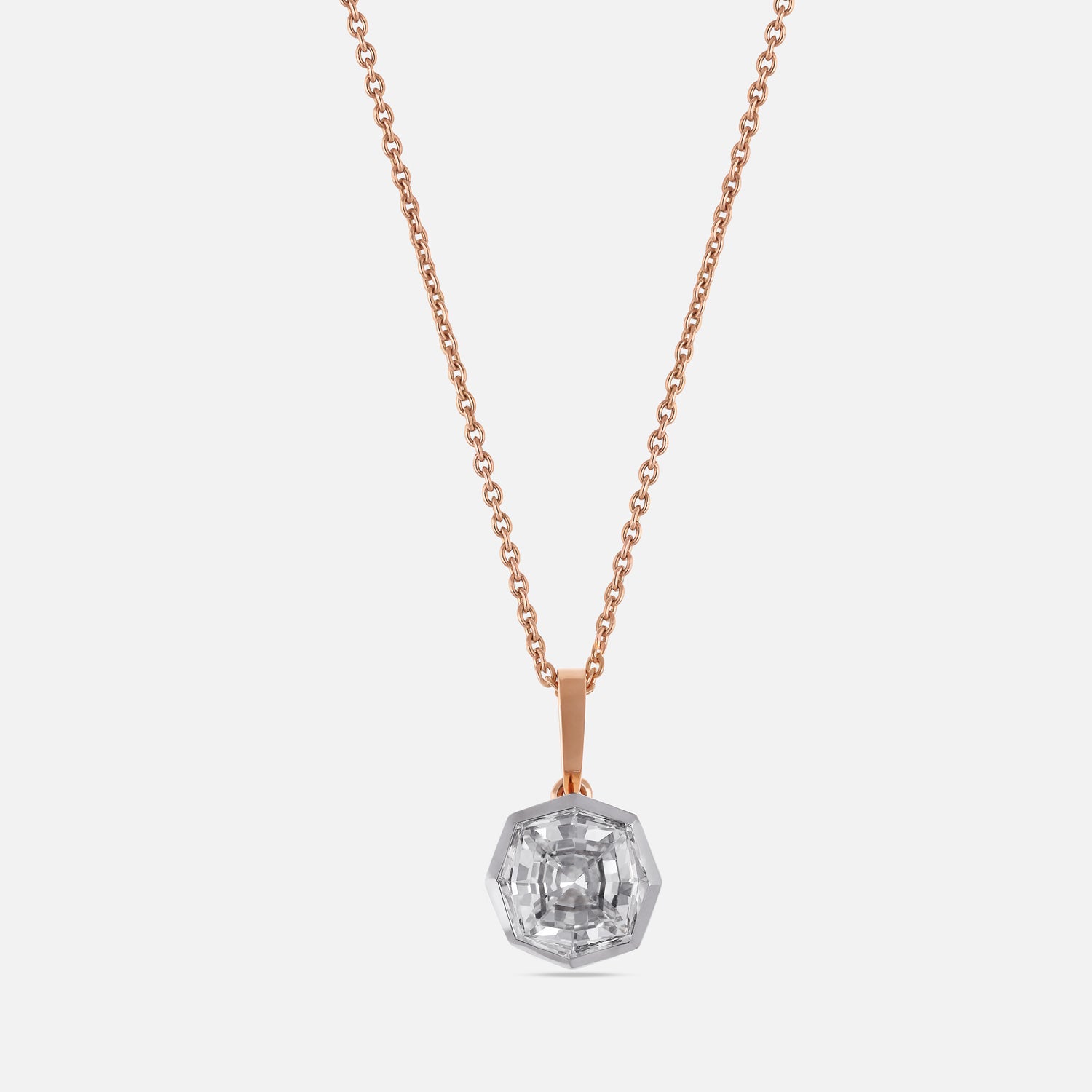 Gold Chain Pendant Set with Octagon Step-Cut Lab-Grown Diamond | SKU : 1.650