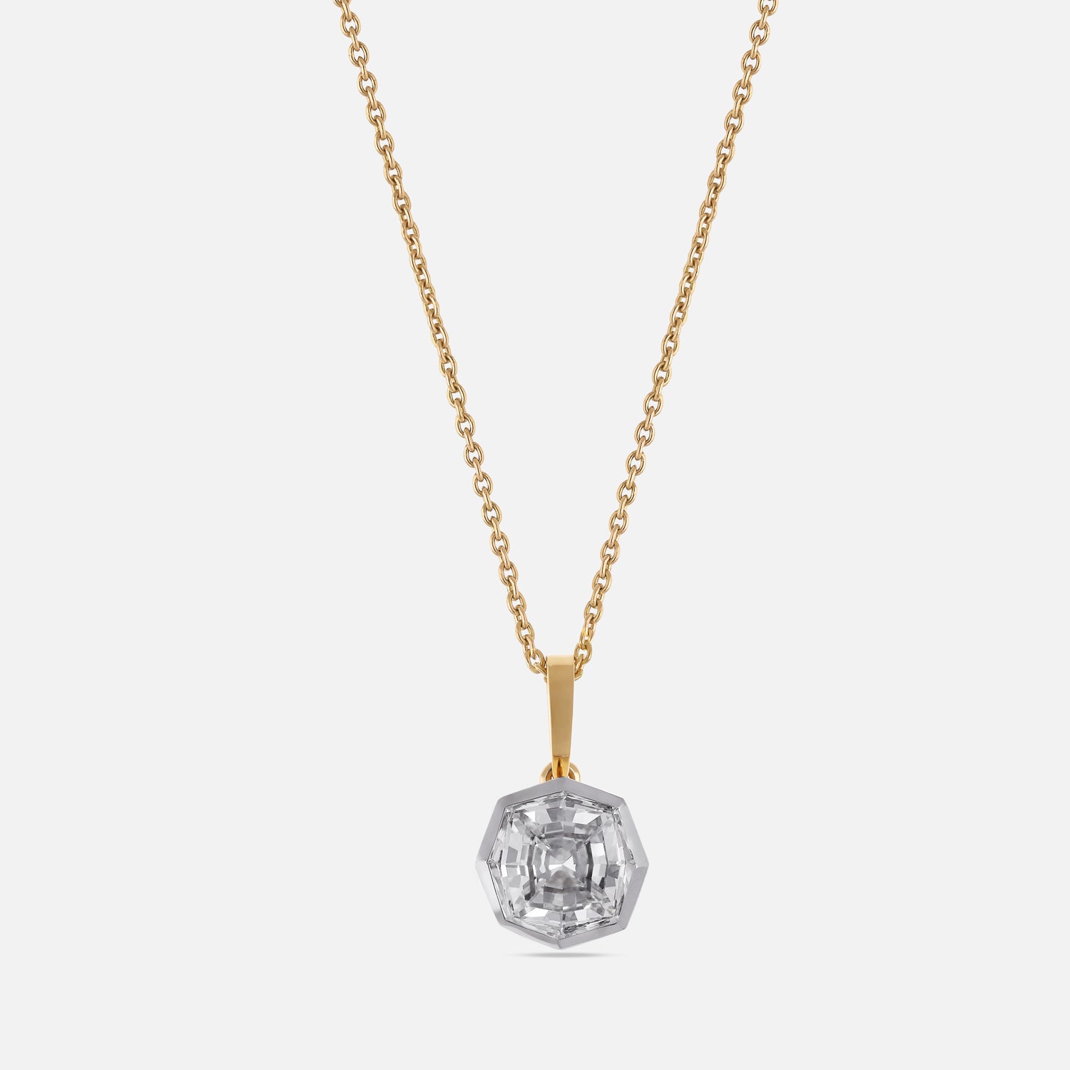 Gold Pendant Necklace with Octagonal Cushion-Cut Lab-Grown Diamond | SKU : 0021911613