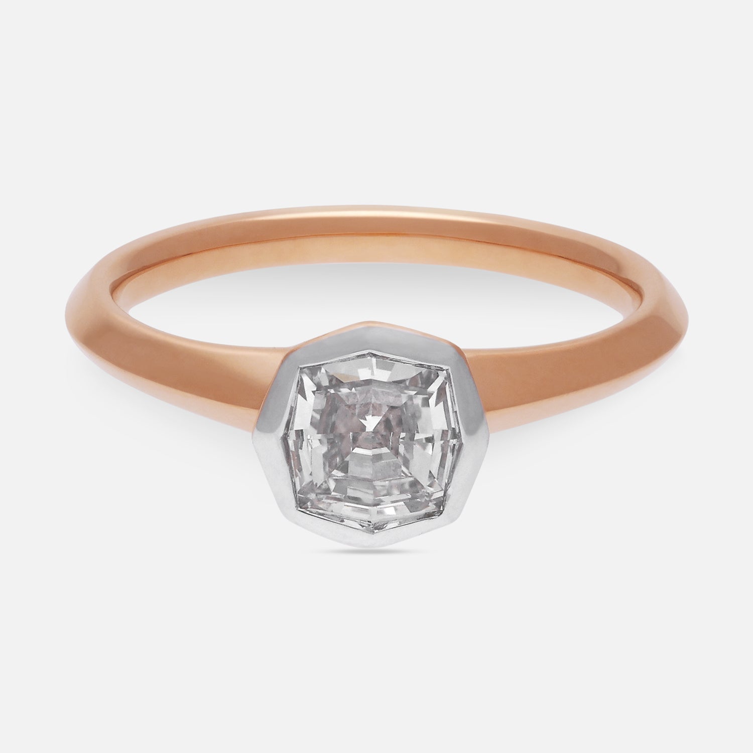 Rose Gold Octagon Step-Cut Lab-Grown Diamond Solitaire Ring | SKU : 0021923326