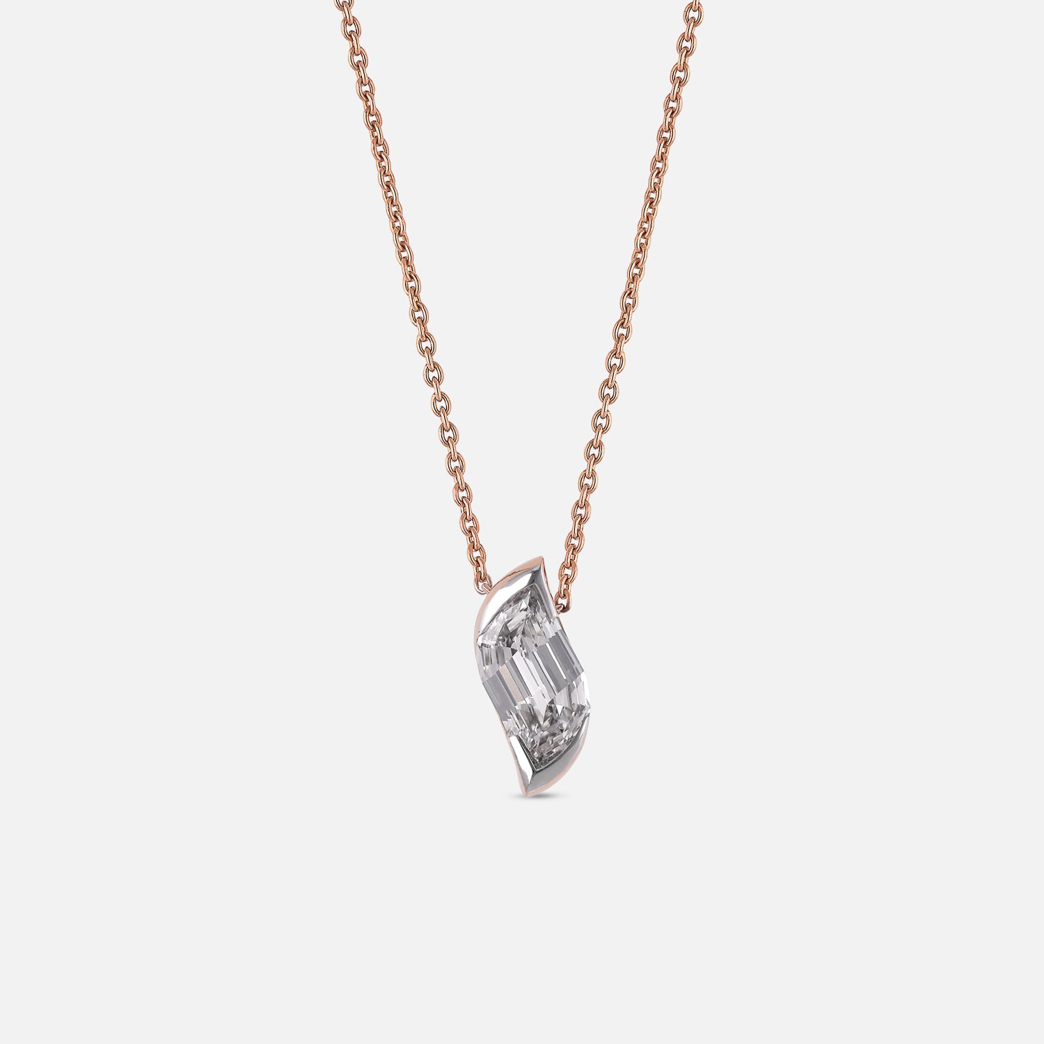 Flame-Cut Lab-Grown Diamond Pendant on Gold Chain | SKU : 0021912887