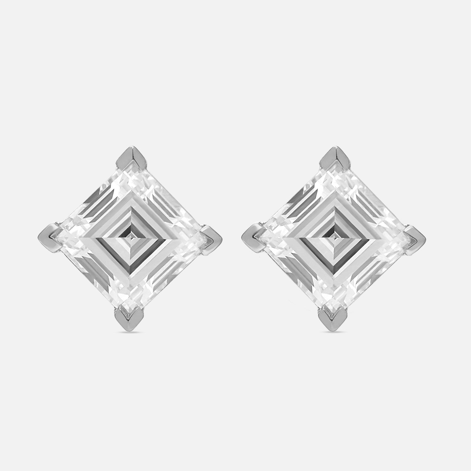 White Gold Tops Set with Square Step Cut Lab-Grown Diamond | SKU : 0021938702