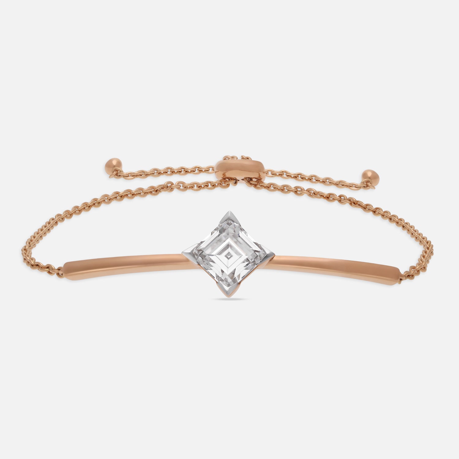 Gold Bracelet with Square Step-Cut Lab-Grown Diamond | SKU:0021920103