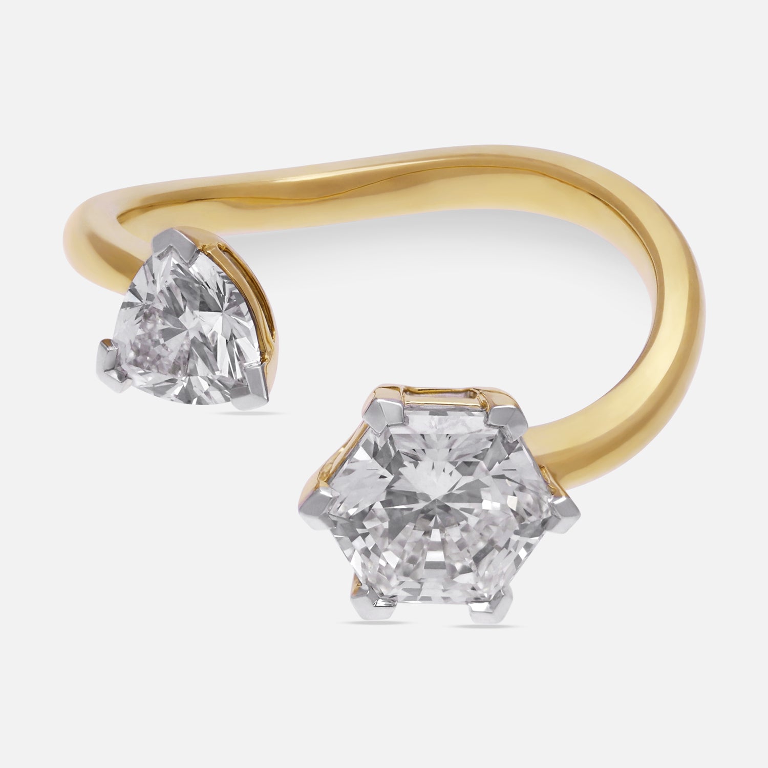 Gold Ring Set with Trillion Step and Hexagon Brilliant-Cut Lab-Grown Diamonds | SKU : 0021923036