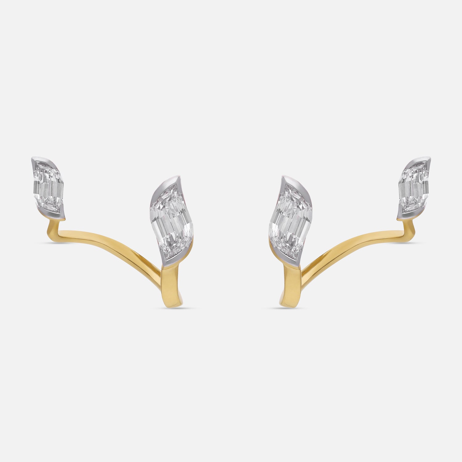 Open Wrap Gold Earrings with Flame-Cut Lab-Grown Diamonds | SKU : 0021916434