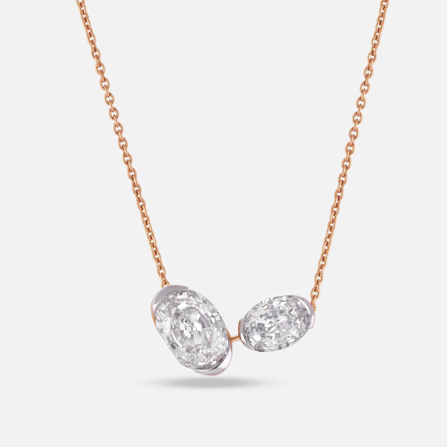 Gold Chain Pendant with Oval-Cut Lab-Grown Diamonds | SKU : 0021920110