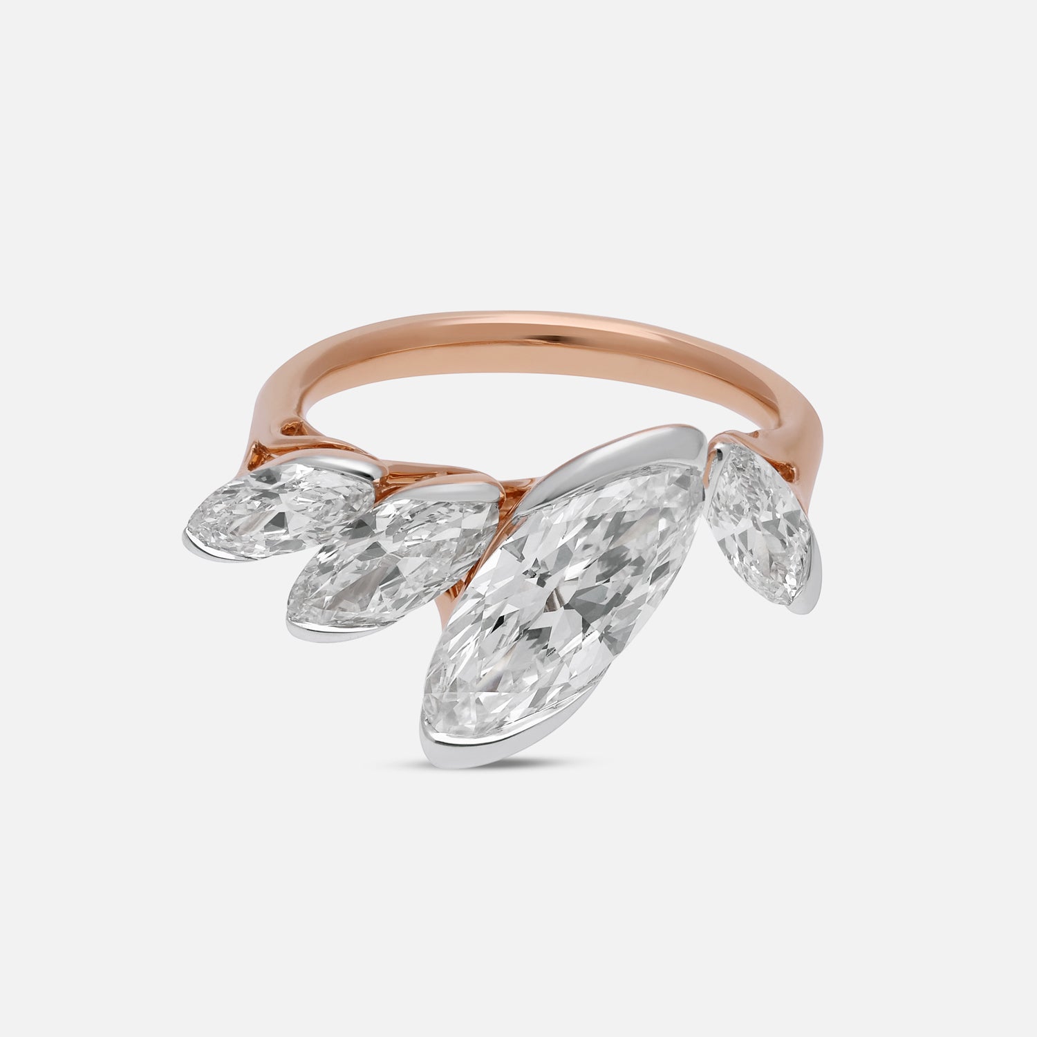 Gold Statement Ring with Clustered Roval-Cut Lab-Grown Diamonds | SKU : 0003761663