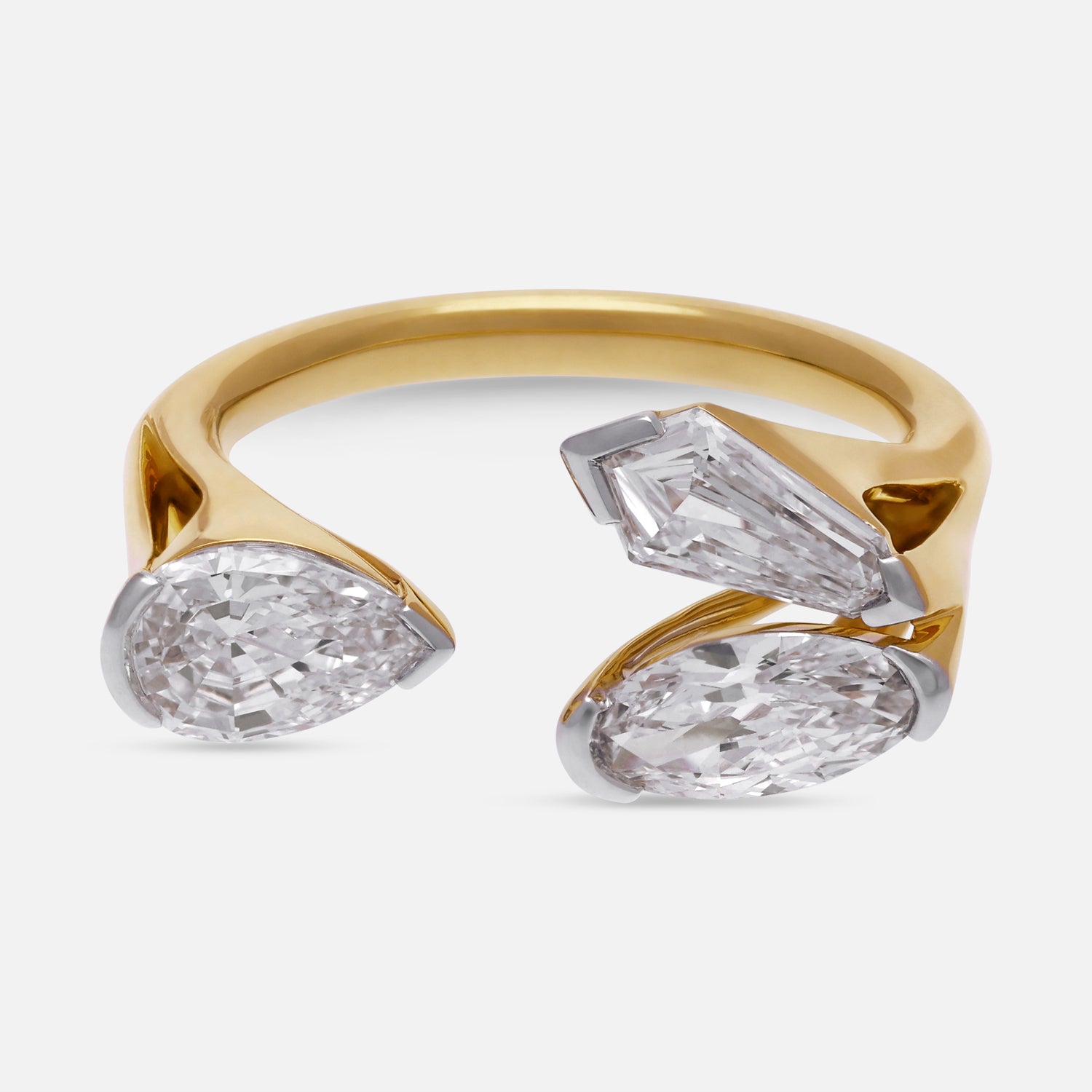 Gold Ring Set with Pear Step, Roval, and Tie Narrow Pointed-Cut Lab-Grown Diamonds | SKU : 0021923128