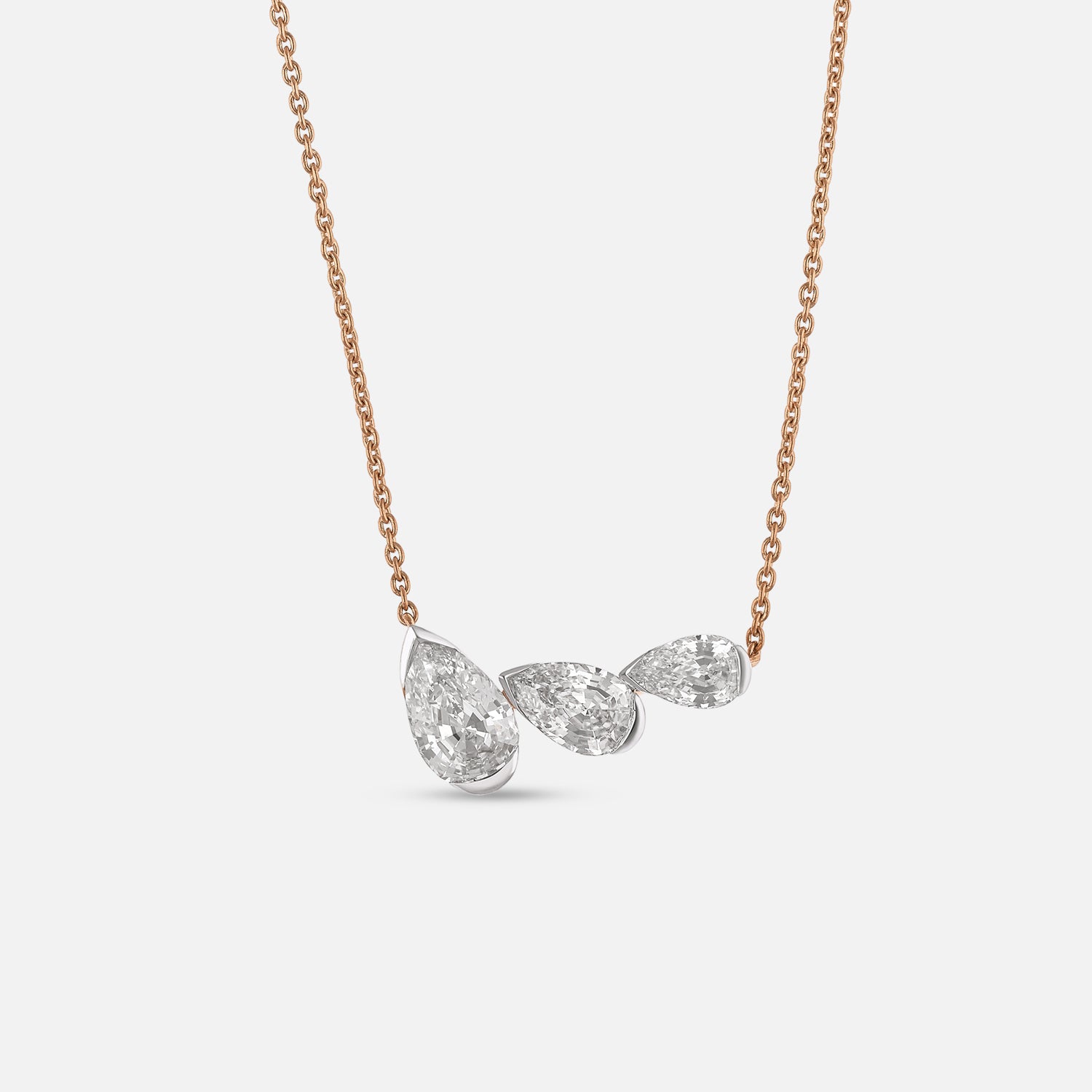 Pear Step-Cut Lab-Grown Diamond Pendant in 18Kt Gold Chain | SKU : 0021926334