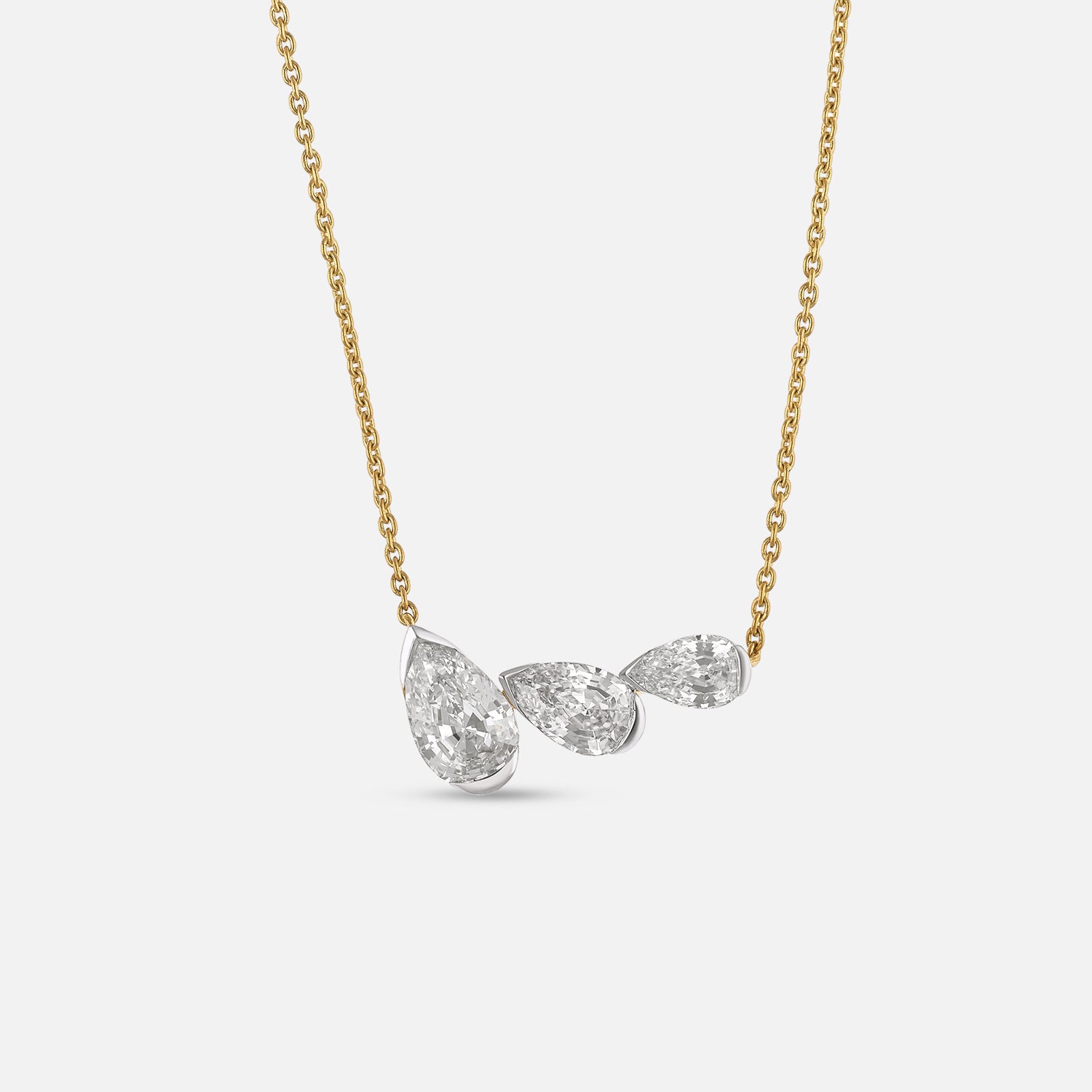 Pear Step-Cut Lab-Grown Diamond Cluster Pendant on Gold Chain | SKU : 0021916441