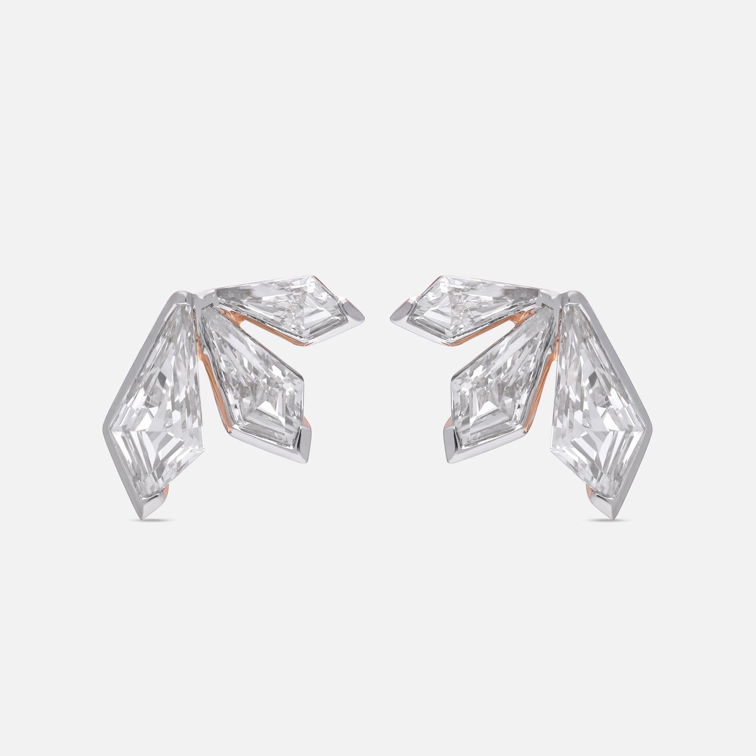 Geometric Tapered Kite-Cut Lab-Grown Diamond Earrings in Rose Gold | SKU : 0021920141