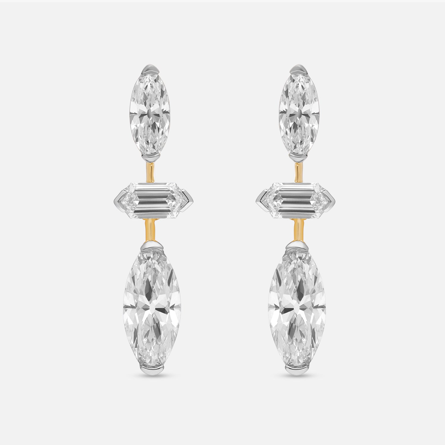 Hexagon and Roval-Cut Lab-Grown Diamond Gold Drop Earrings | SKU : 0021918001