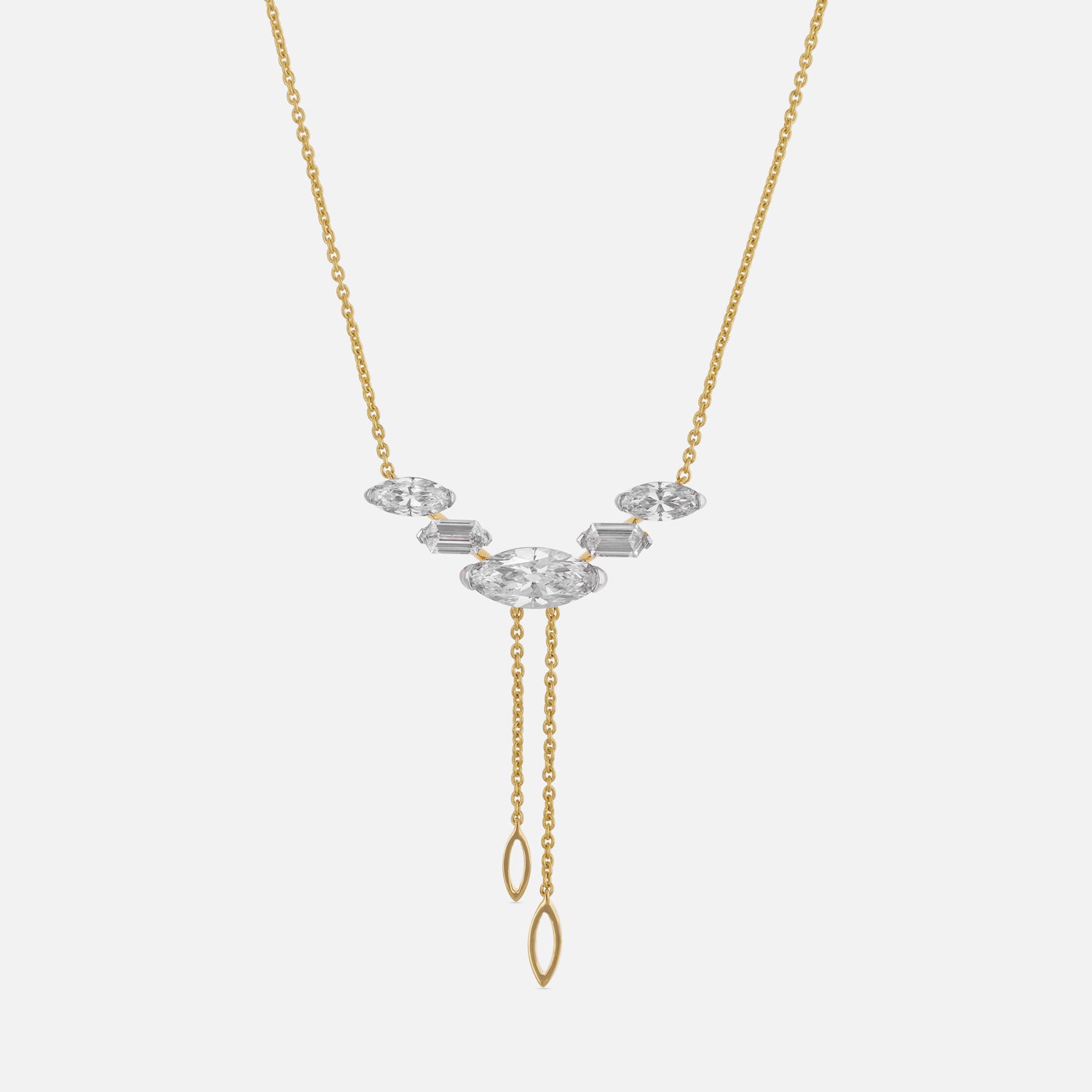 Hexagonal and Roval-Cut Lab-Grown Diamond Gold Drop Necklace | SKU : 0021917998