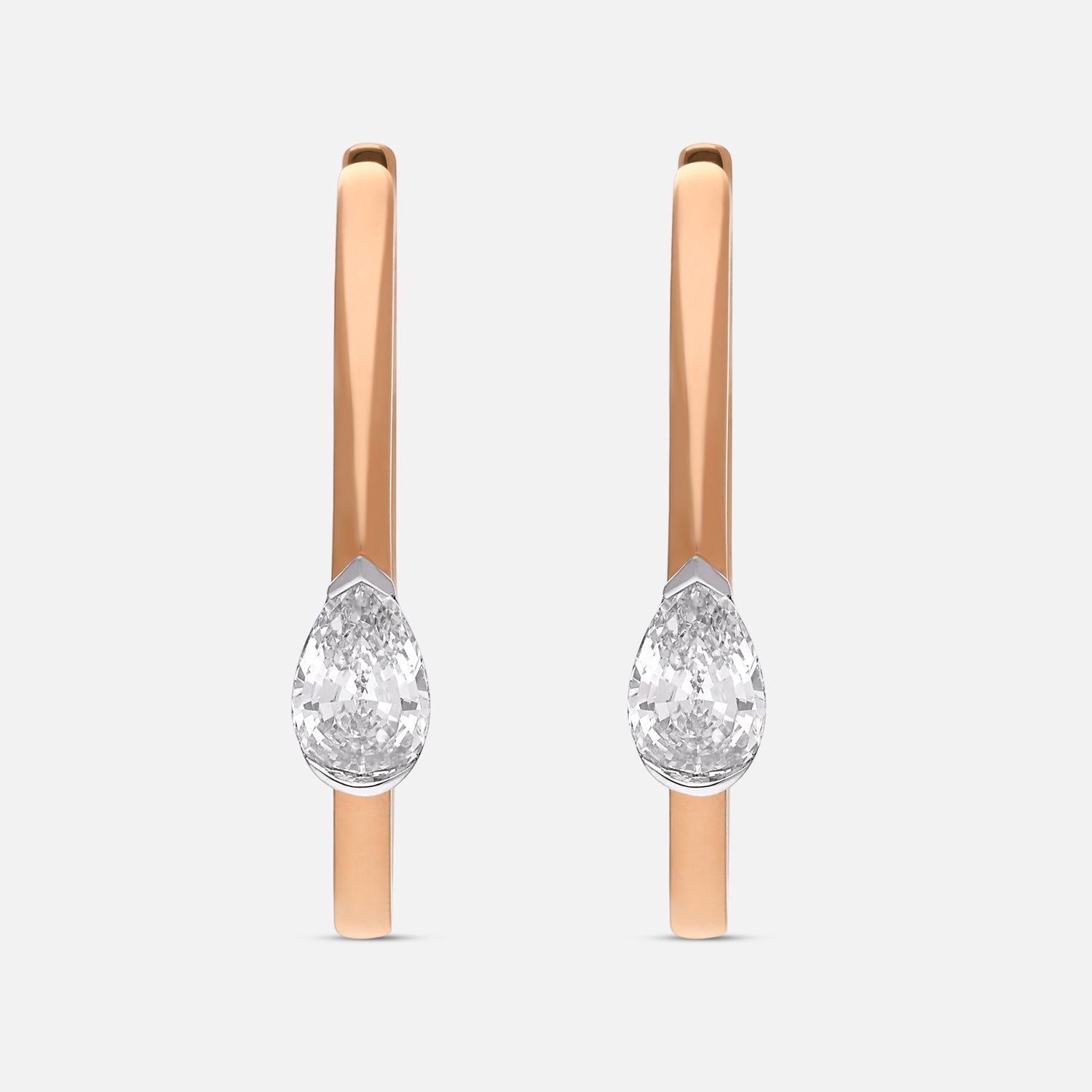 Rose Gold Hoop Earrings with Pear-Step Cut Lab-Grown Diamonds | SKU : 0021920172