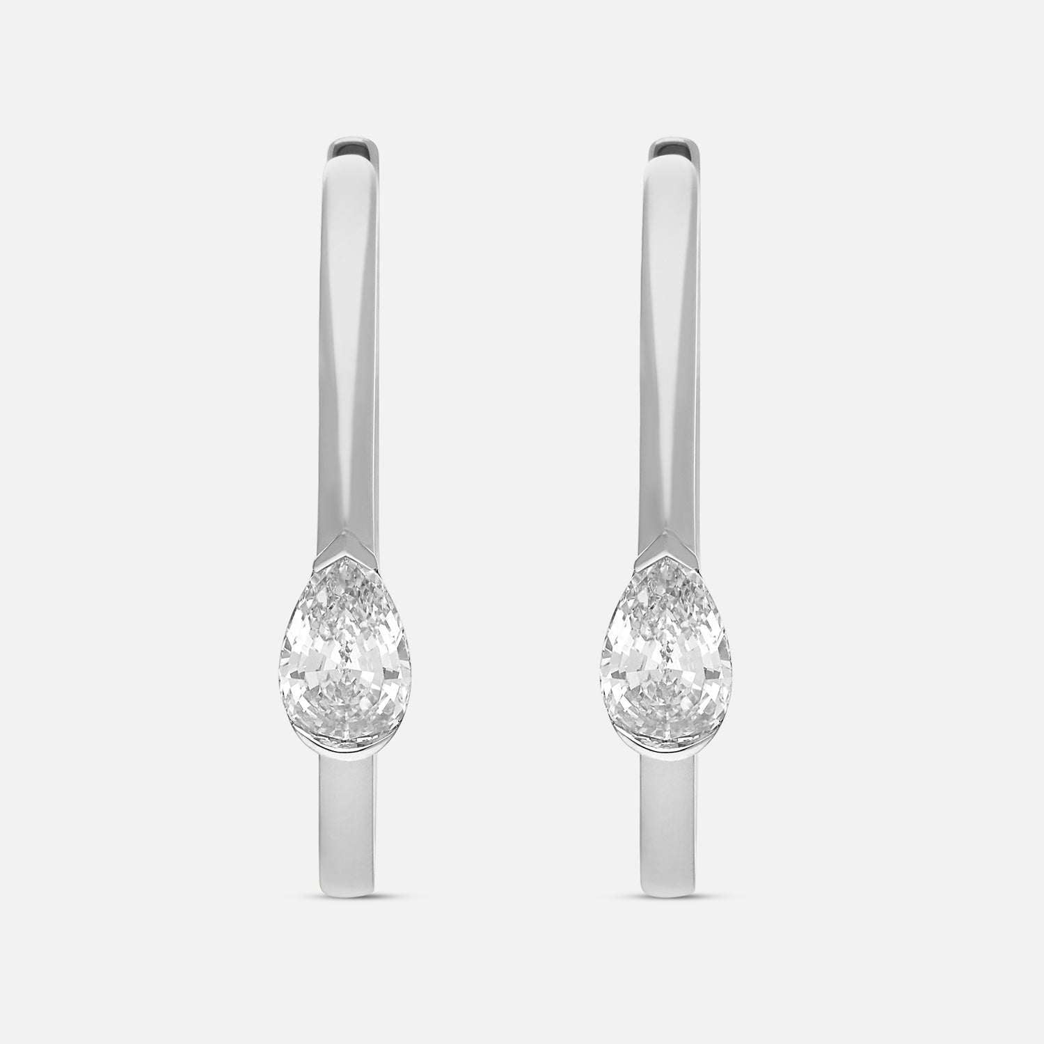White Gold Hoop Vallies with Pear Step-Cut Lab-Grown Diamonds | SKU : 0021946882