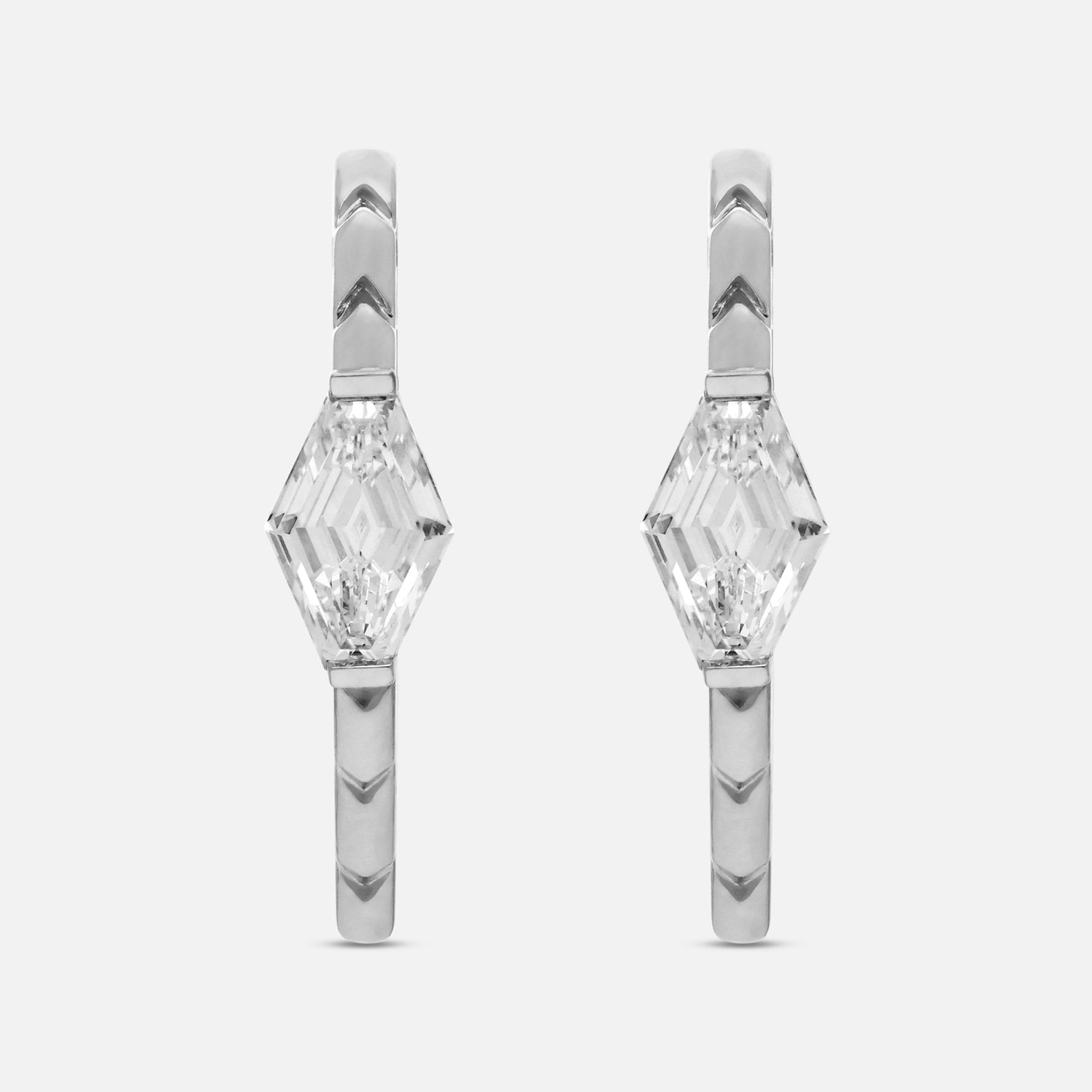 White Gold Hoop Vallies with Lozenge Blunt Lab-Grown Diamonds | SKU : 0021950995