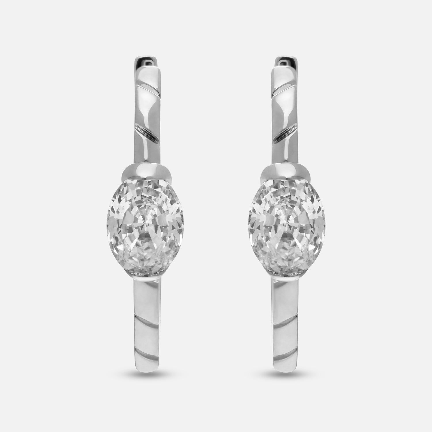 White Gold Vallies Hoops with Oval Step-Cut Lab-Grown Diamonds | SKU : 0021951213