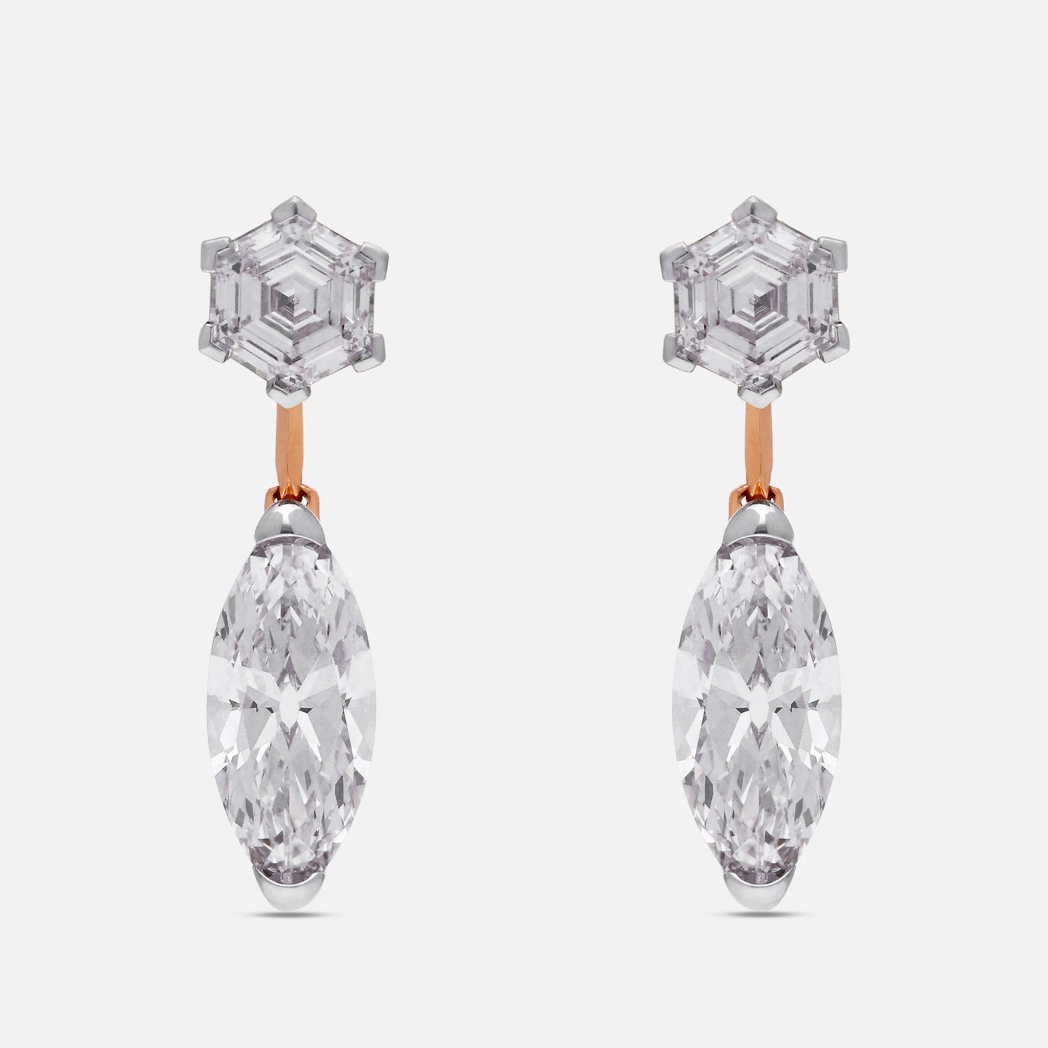 Gold Tops Set with Roval and Hexagonal Step-Cut Lab-Grown Diamonds | SKU : 0003767238