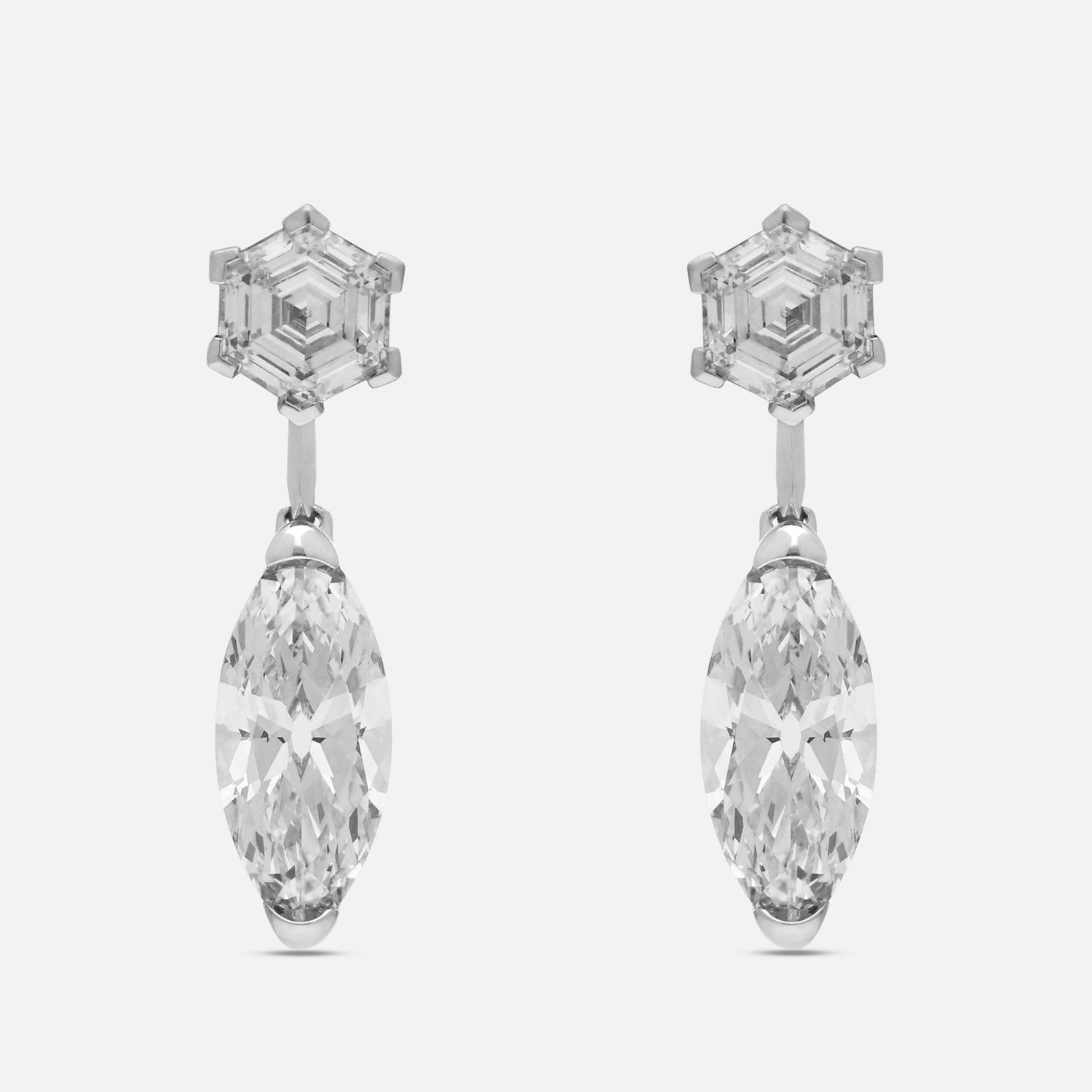 Radiance Duo Gold Drop Earrings with Hexagon Brilliant & Roval Lab-Grown Diamonds | SKU : 0021953880