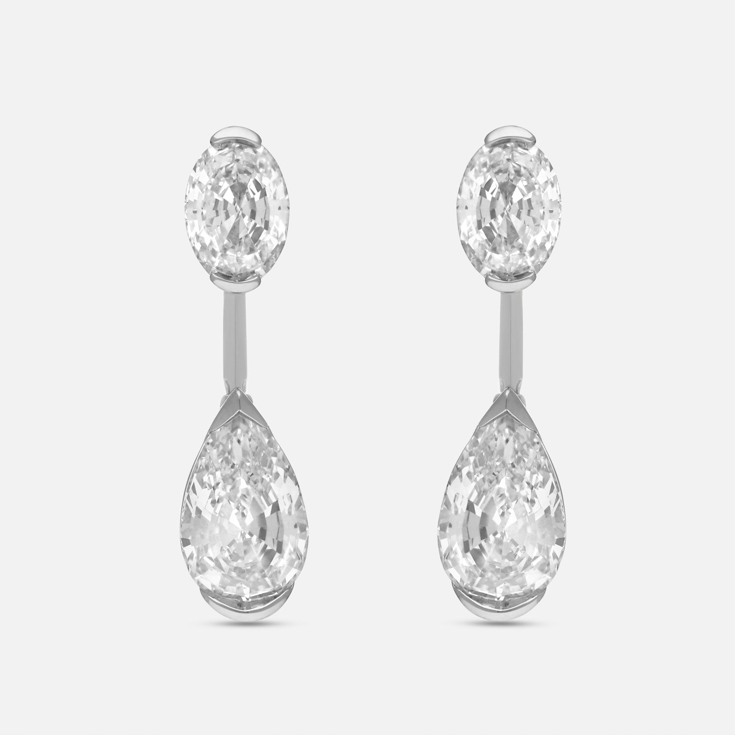 Elegant Gold Drop Earrings with Pear Step Cut & Oval Step Cut Lab-Grown Diamonds | SKU : 0021953897