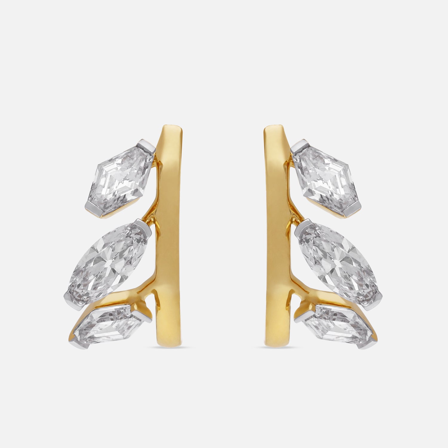Lozenge Blunt & Roval-Cut Lab-Grown Diamond Hoop Earrings in Yellow Gold | SKU : 0021918094