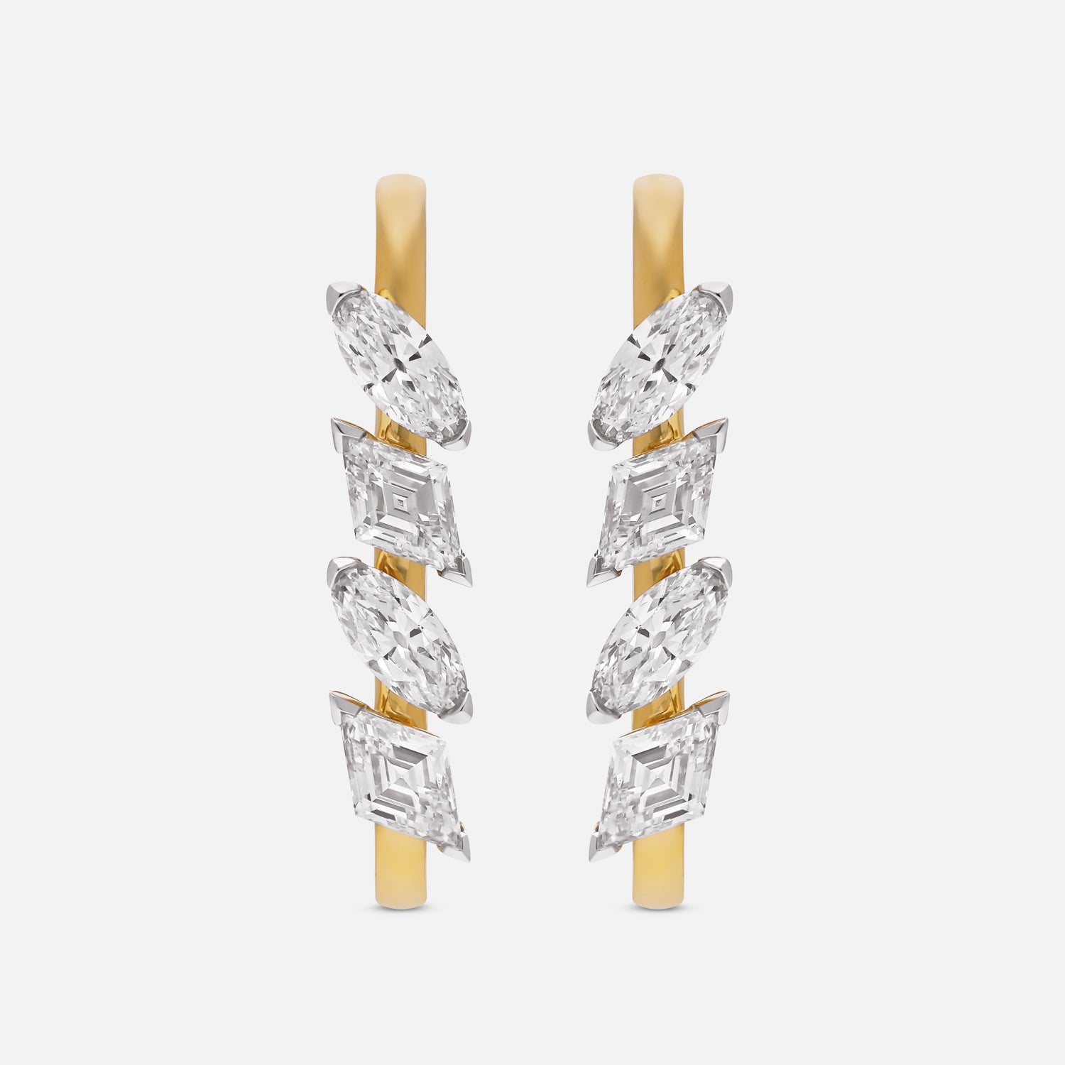 Roval and Lozenge Blunt Lab-Grown Diamond Gold Hoop Earrings | SKU : 0021918148